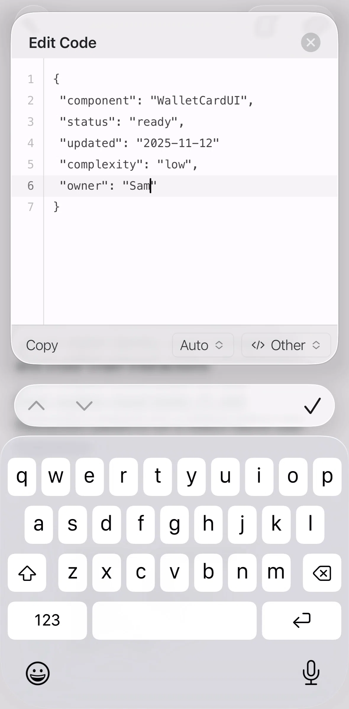 Craft Screen 1 screen in the Changing a code block theme flow