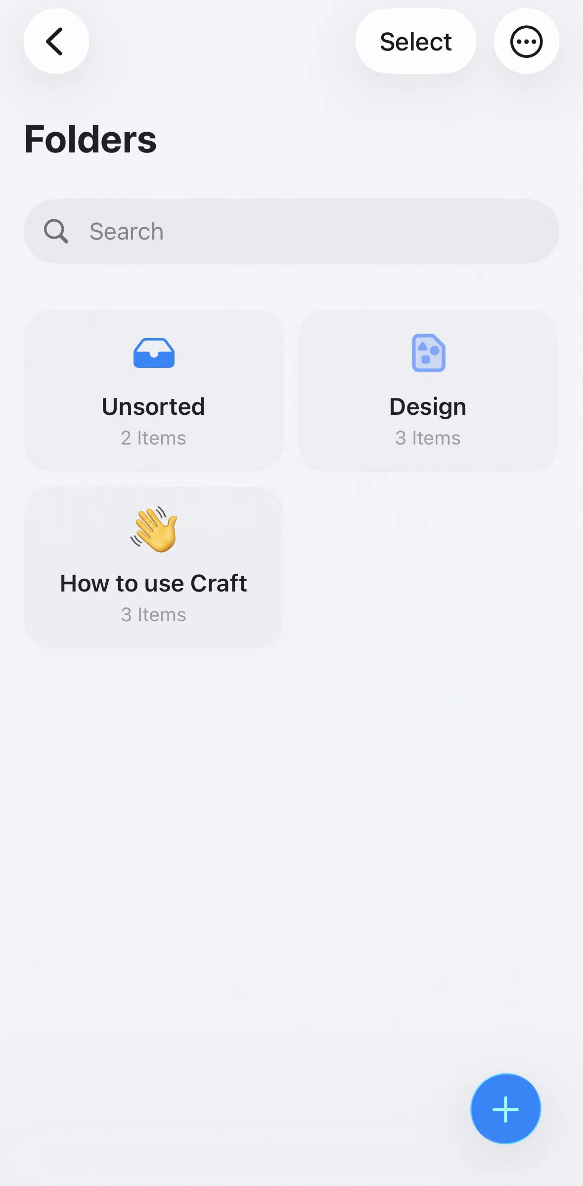 Craft Screen 1 screen in the Creating a folder flow