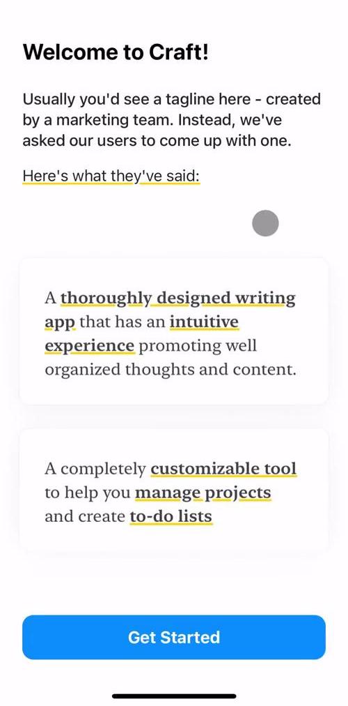 Craft Welcome screen in the Onboarding flow
