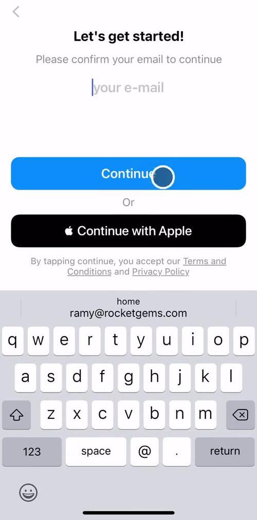Craft Sign up screen in the Onboarding flow