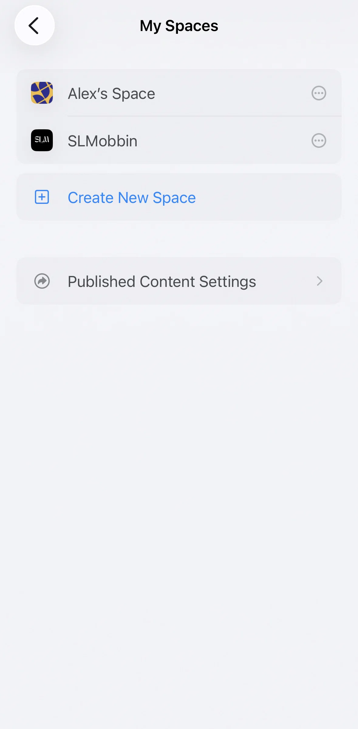 Craft Screen 1 screen in the Published content settings flow