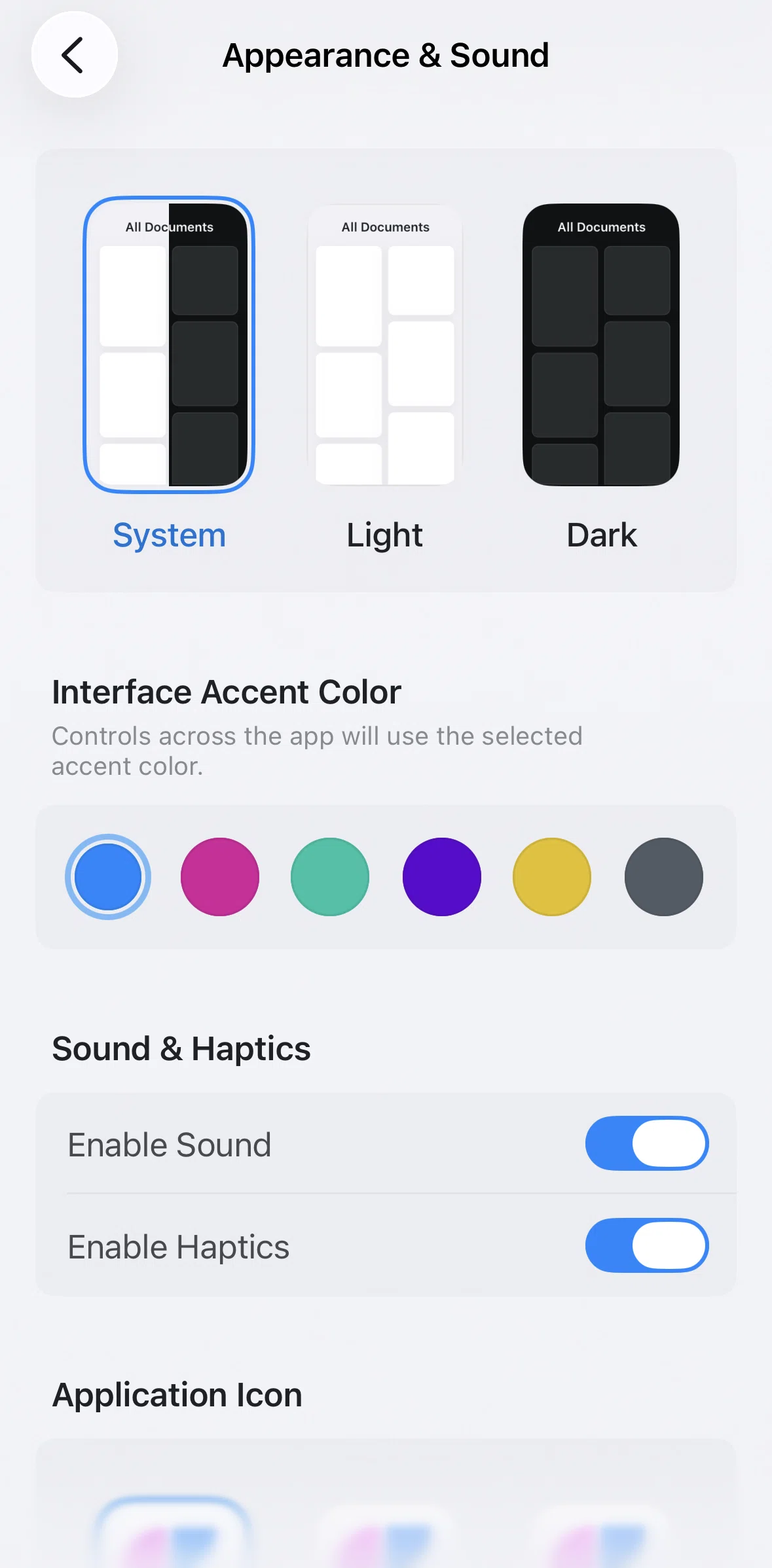 Craft Screen 1 screen in the Switching to dark mode flow