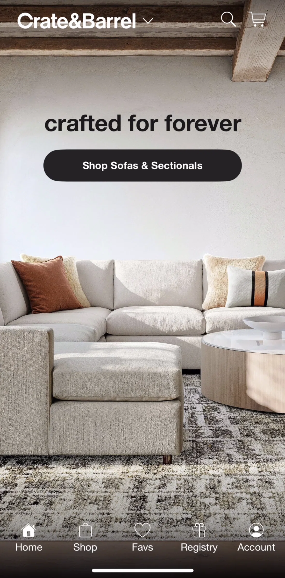 Crate & Barrel Screen screen in the Browse category flow