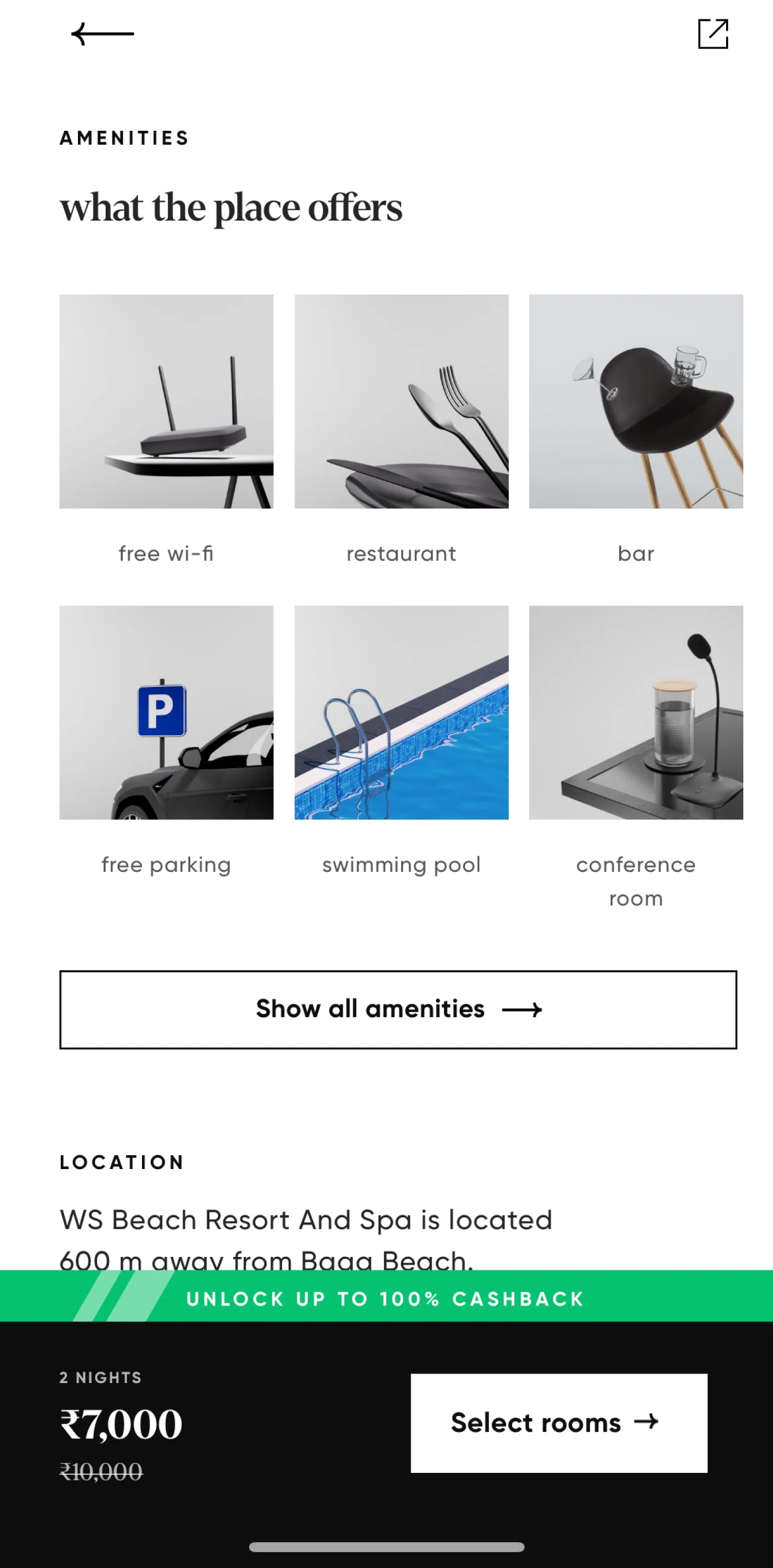 Cred Screen screen in the Amenities flow