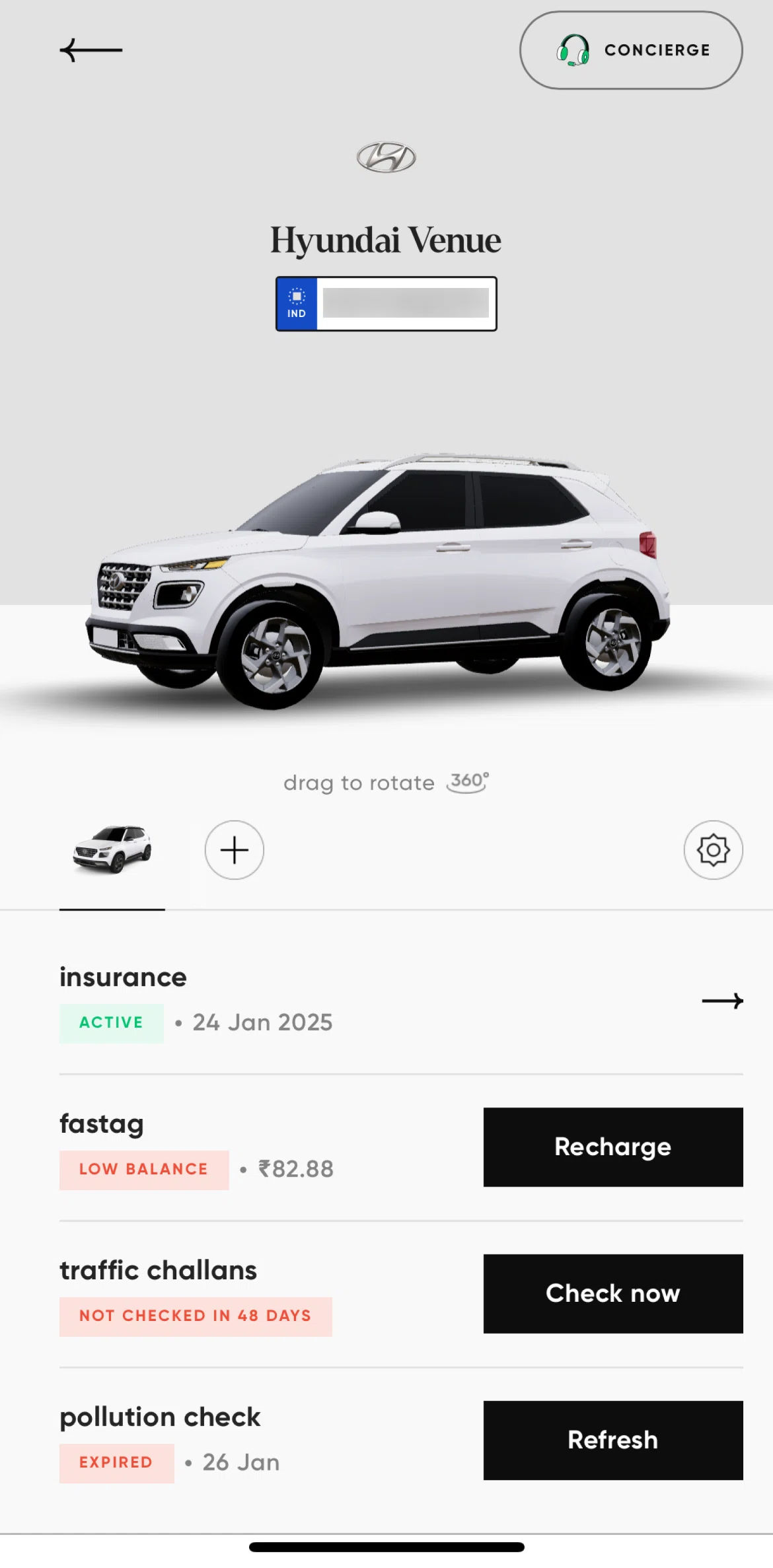 Cred Screen screen in the Concierge flow
