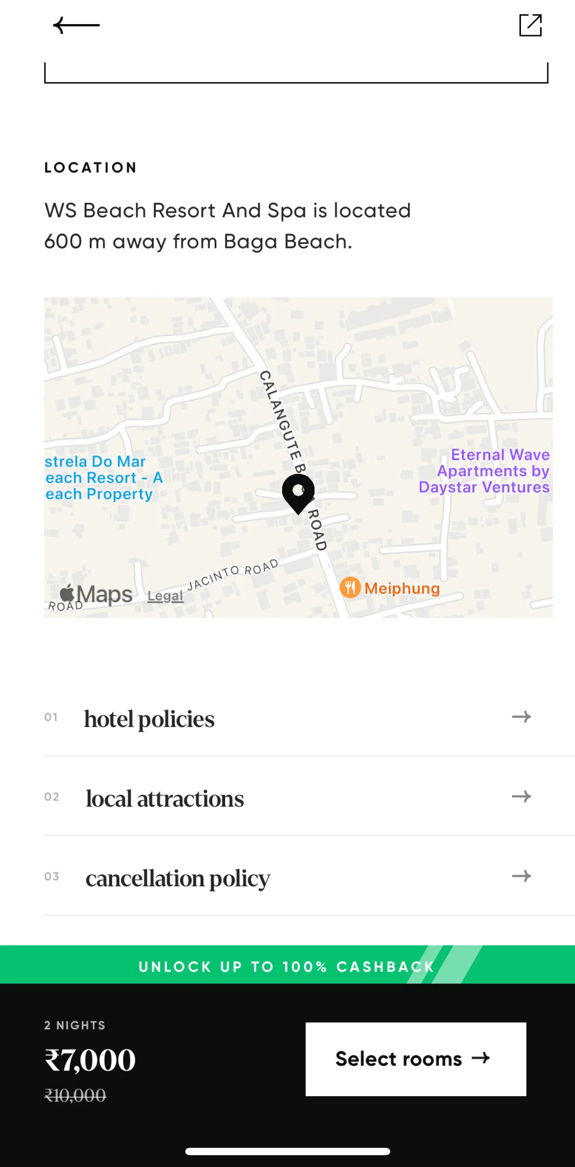 Cred Screen screen in the Hotel policies flow
