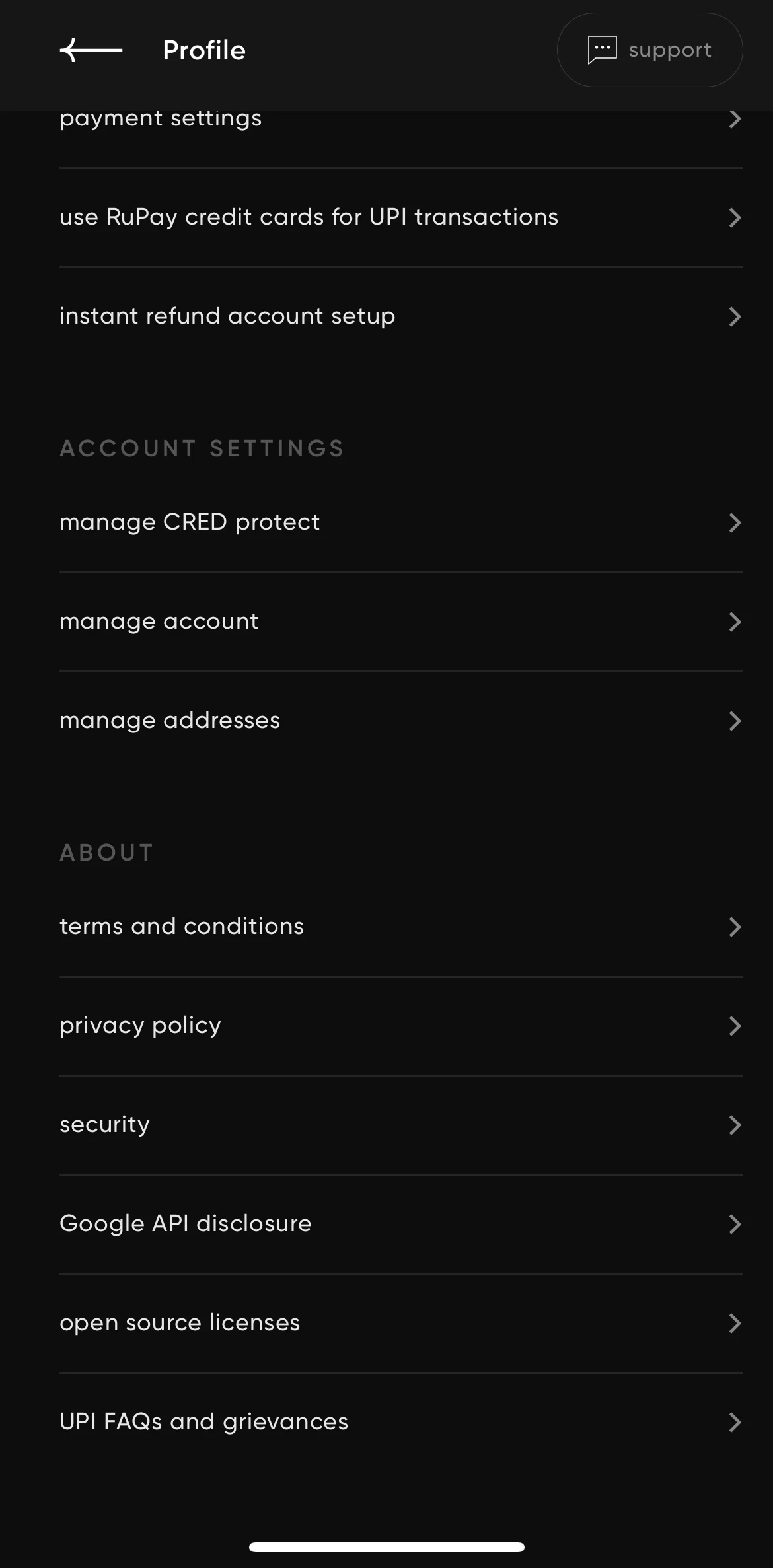 Cred Screen screen in the Manage account flow