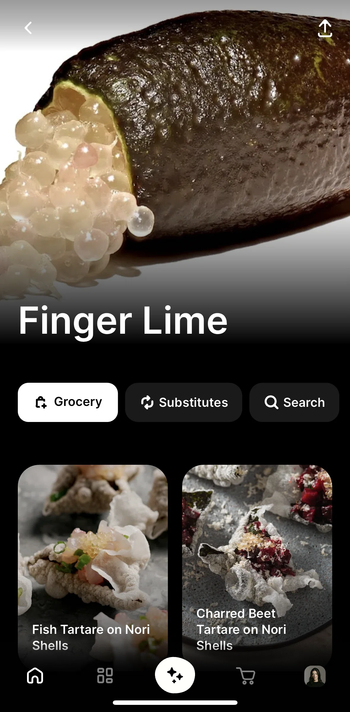 CREME Screen screen in the Adding an ingredient flow