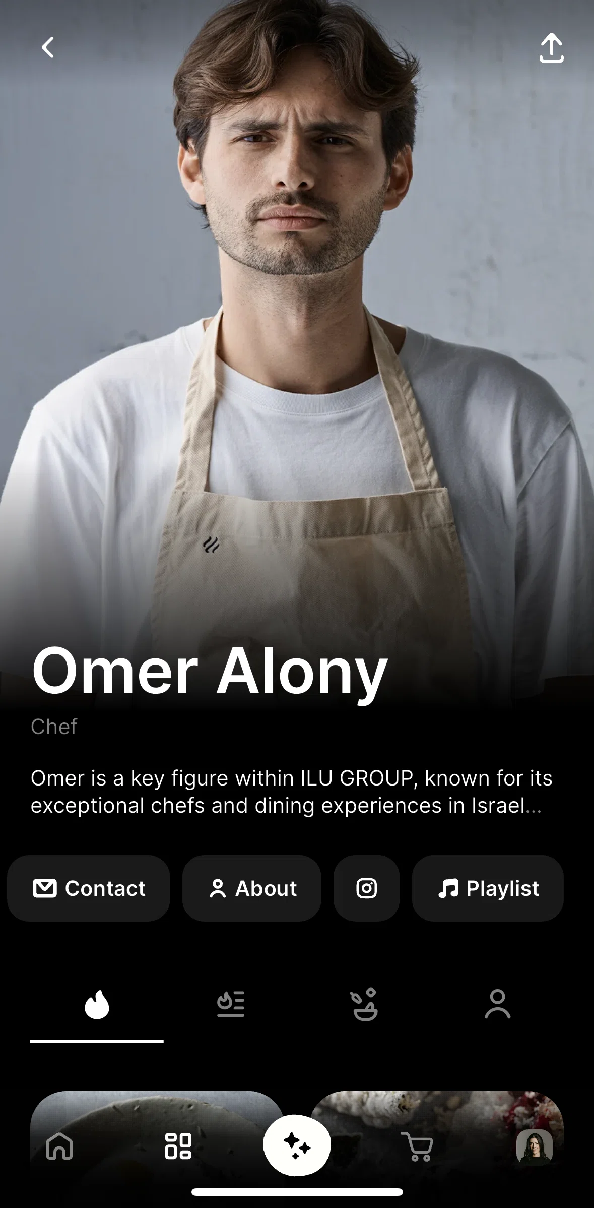 CREME Screen screen in the Chef's playlist flow