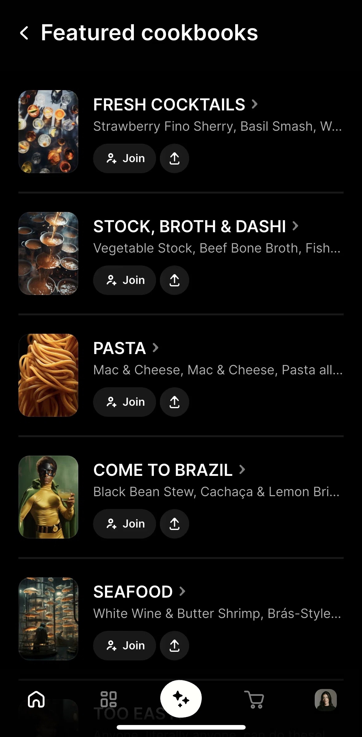 CREME Screen screen in the Cookbook detail flow