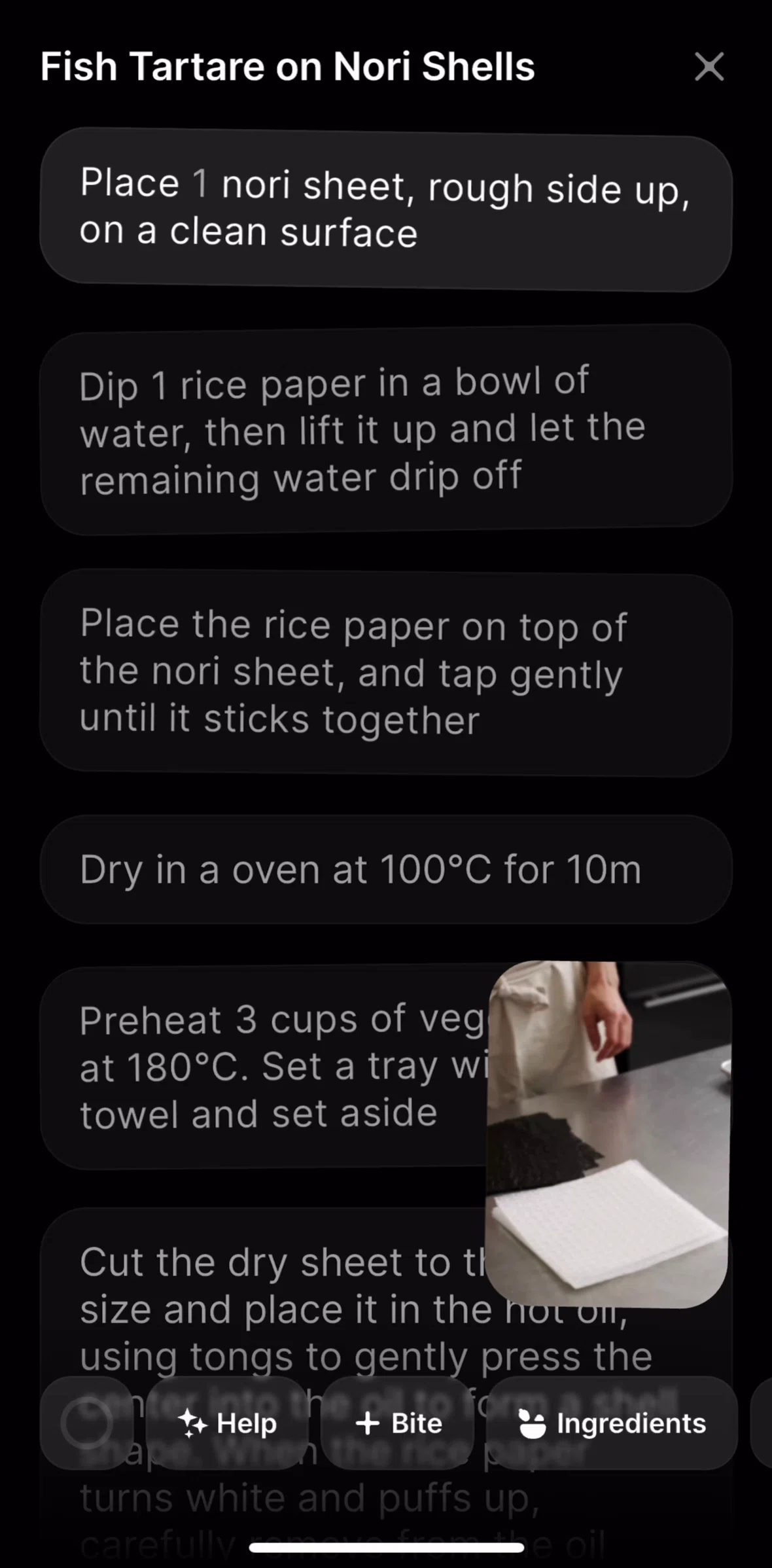 CREME Screen screen in the Switching to video view flow