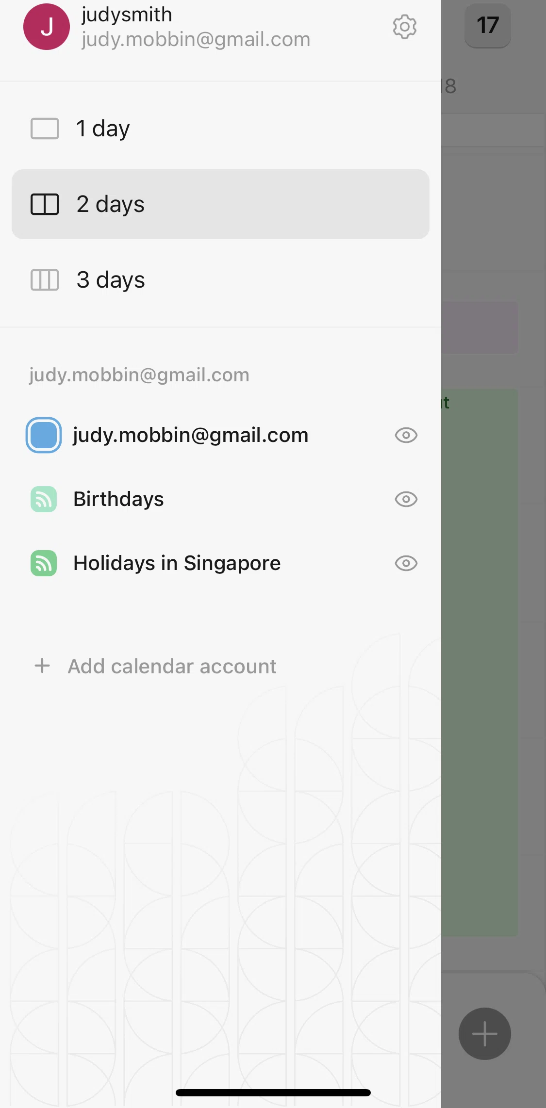 Cron Calendar Screen screen in the Adding a calendar account flow