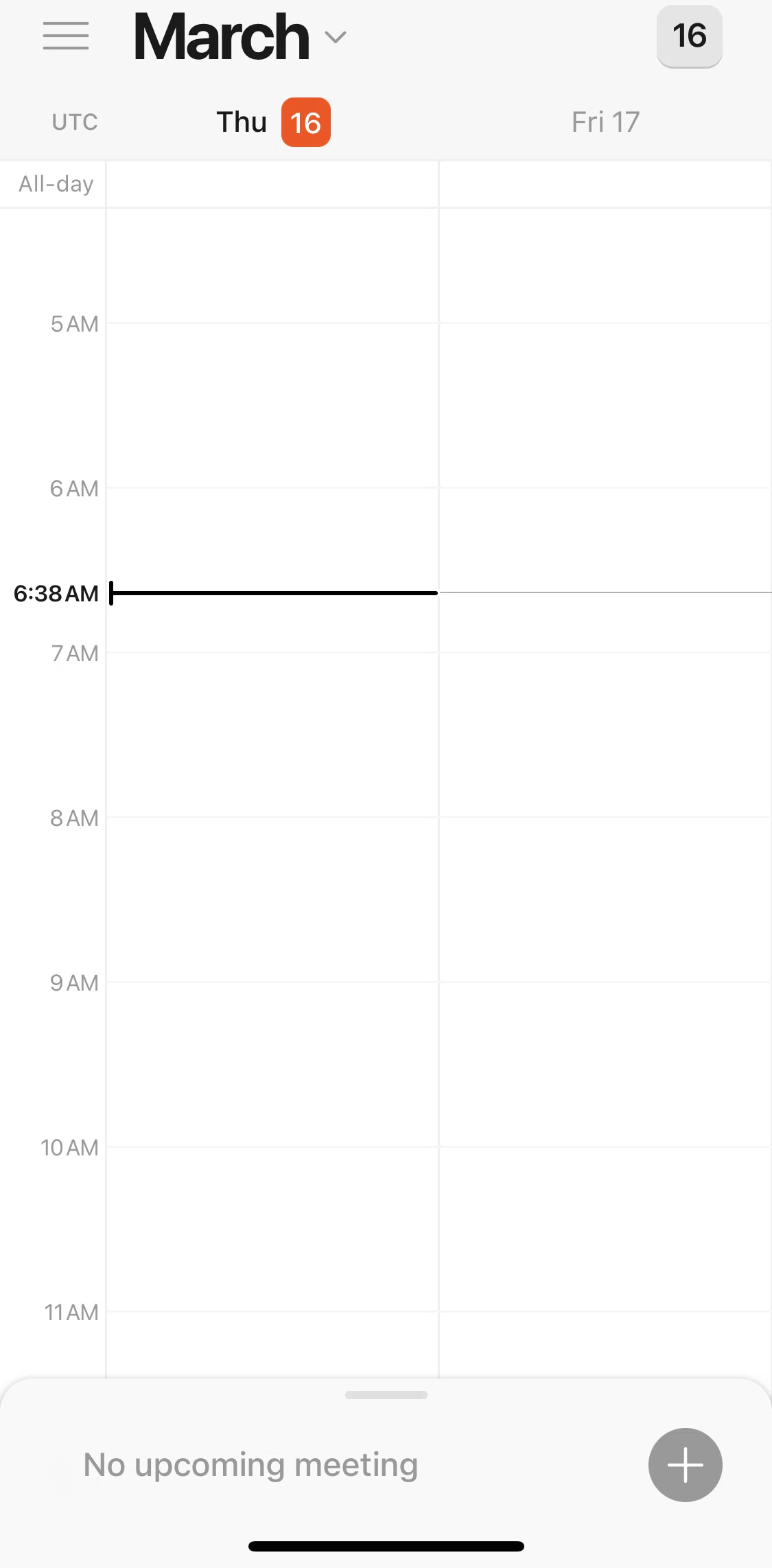 Cron Calendar Screen screen in the Adding an upcoming calendar event flow