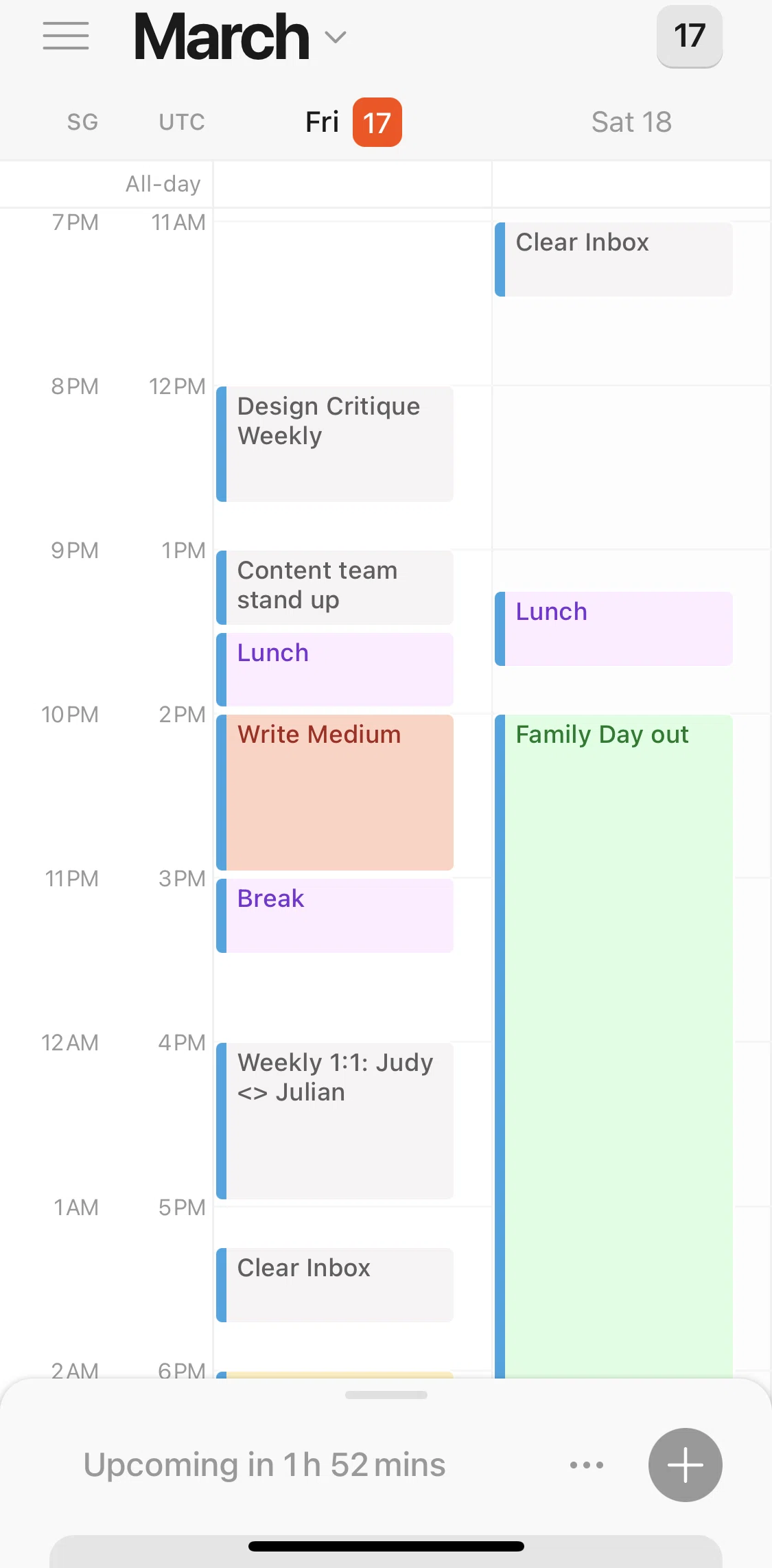 Cron Calendar Screen screen in the Changing primary time zone flow