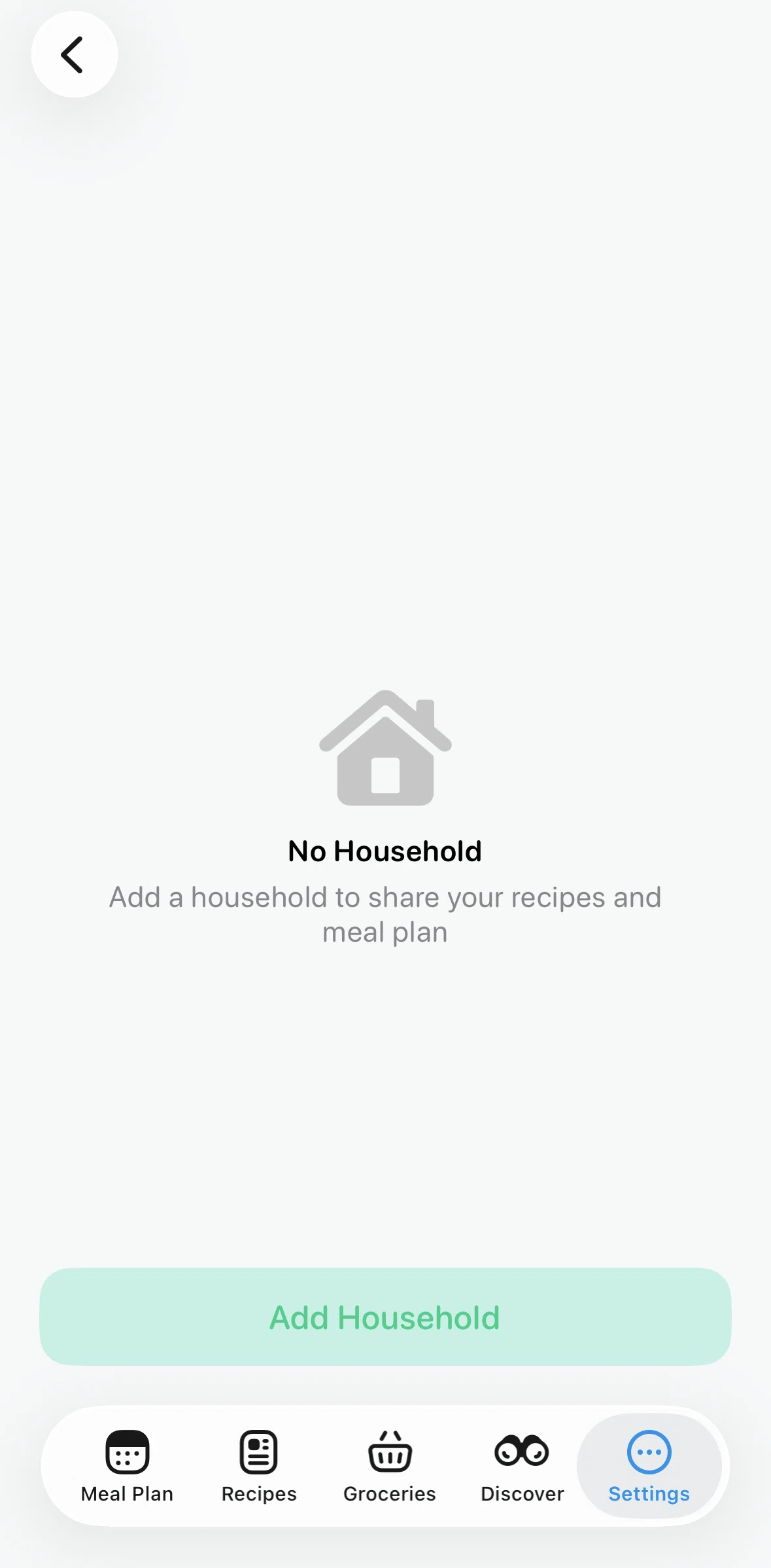 Crouton Screen screen in the Adding a household flow