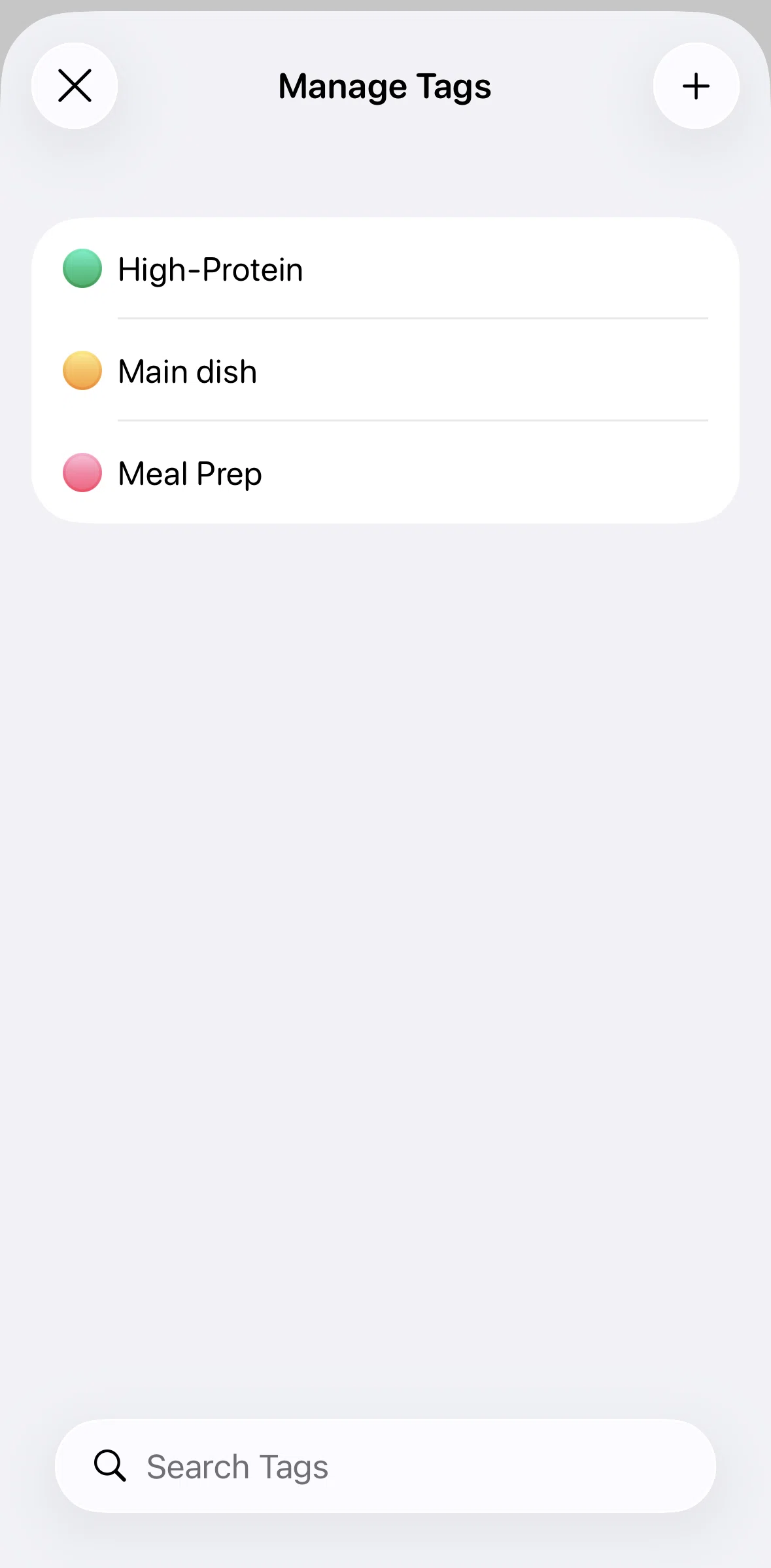 Crouton Screen screen in the Adding a tag flow