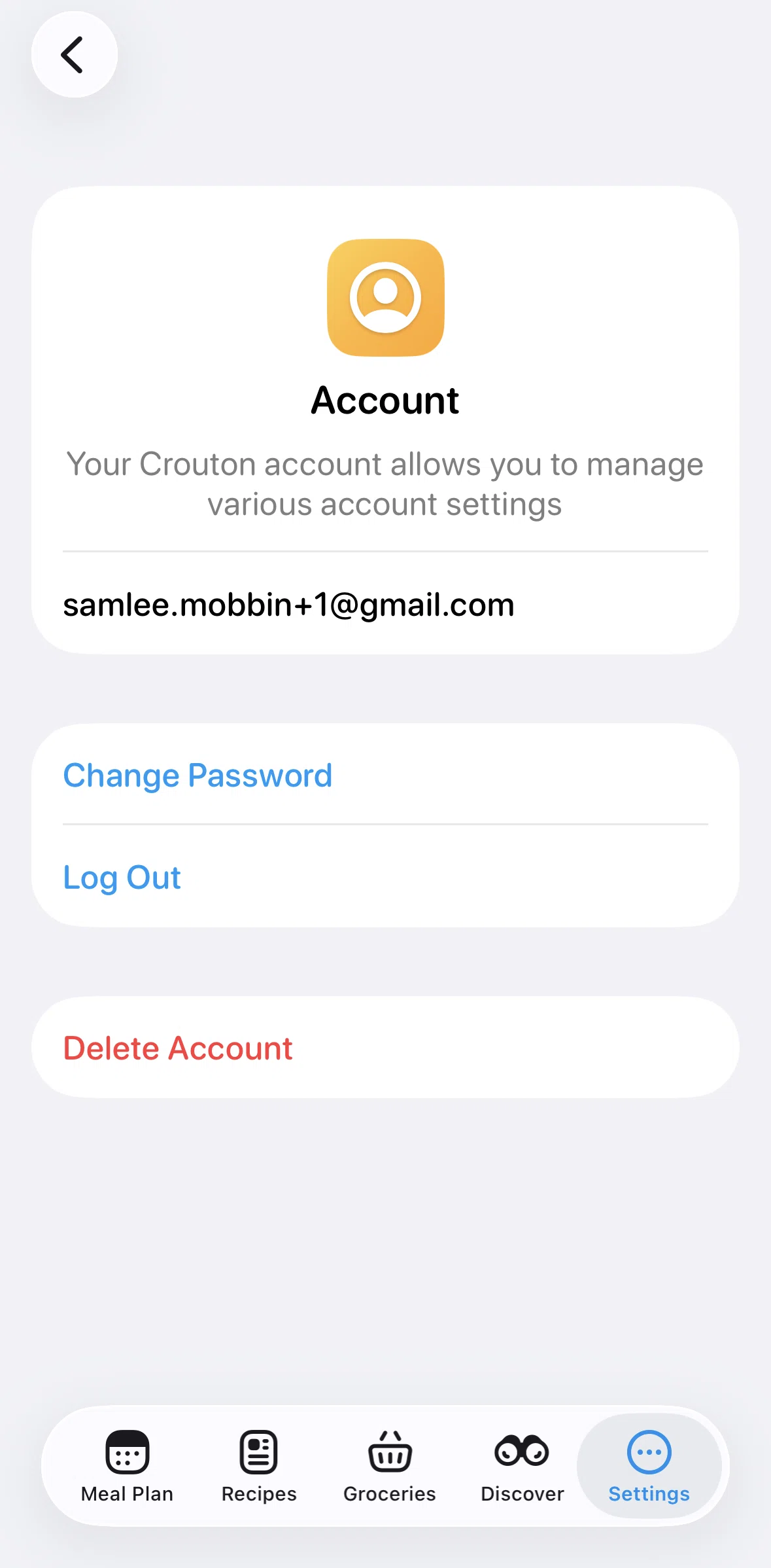 Crouton Screen screen in the Changing password flow