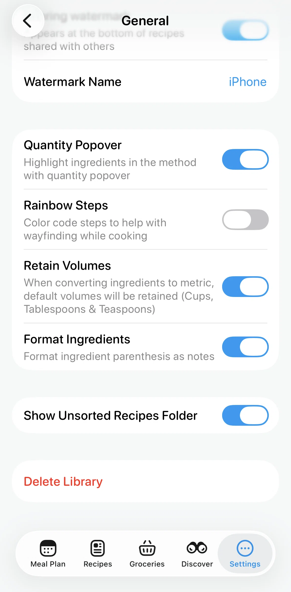 Crouton Screen screen in the Deleting a library flow