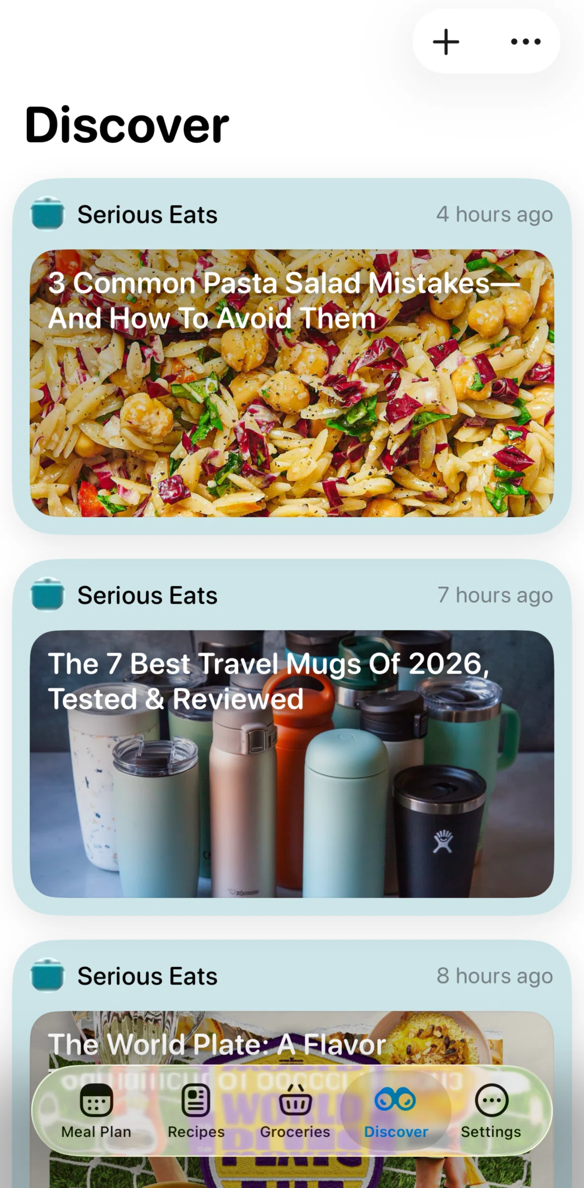 Crouton Screen screen in the Editing a recipe feed flow