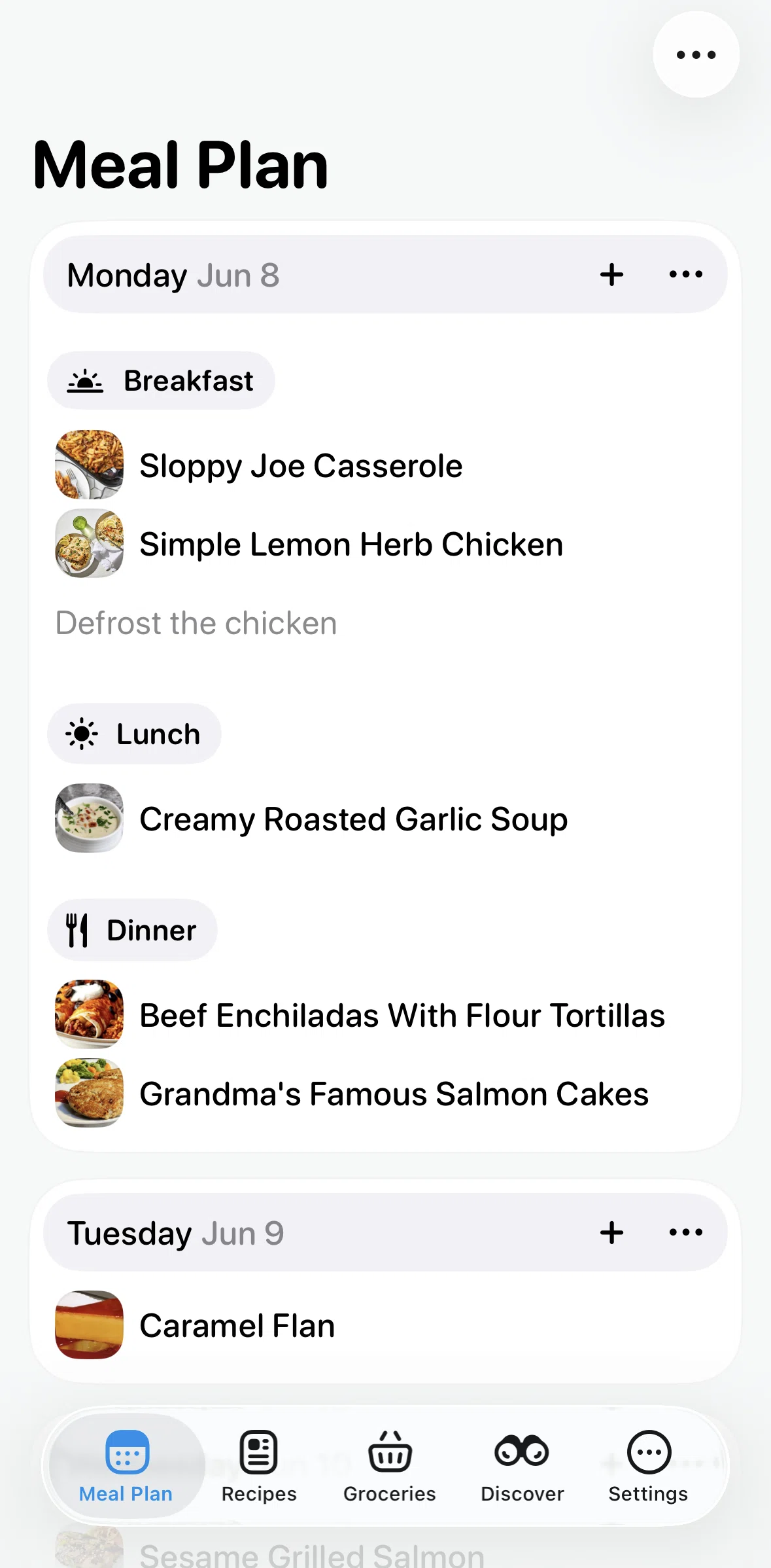 Crouton Screen screen in the Recipes flow