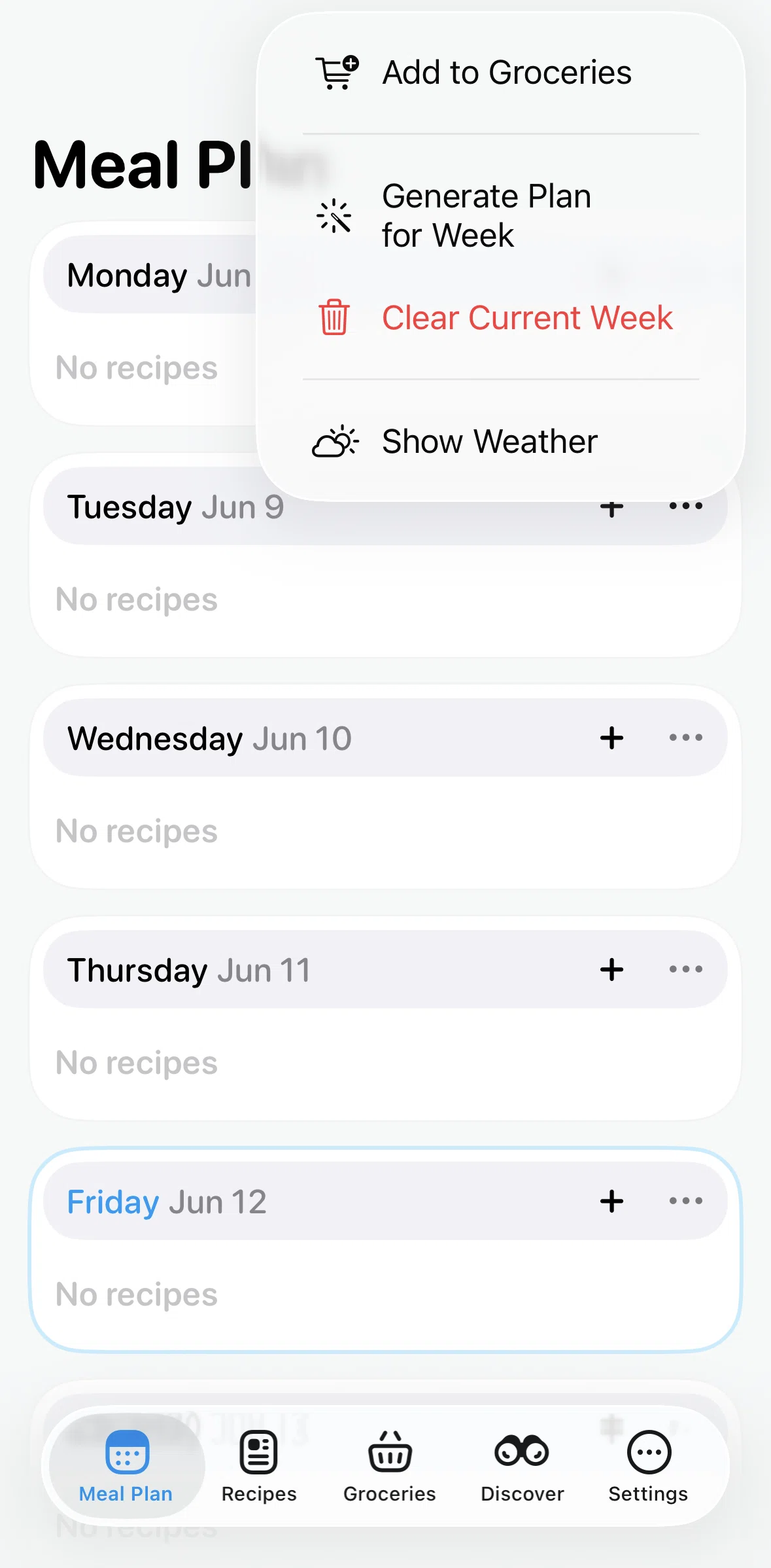 Crouton Screen screen in the Showing weather flow