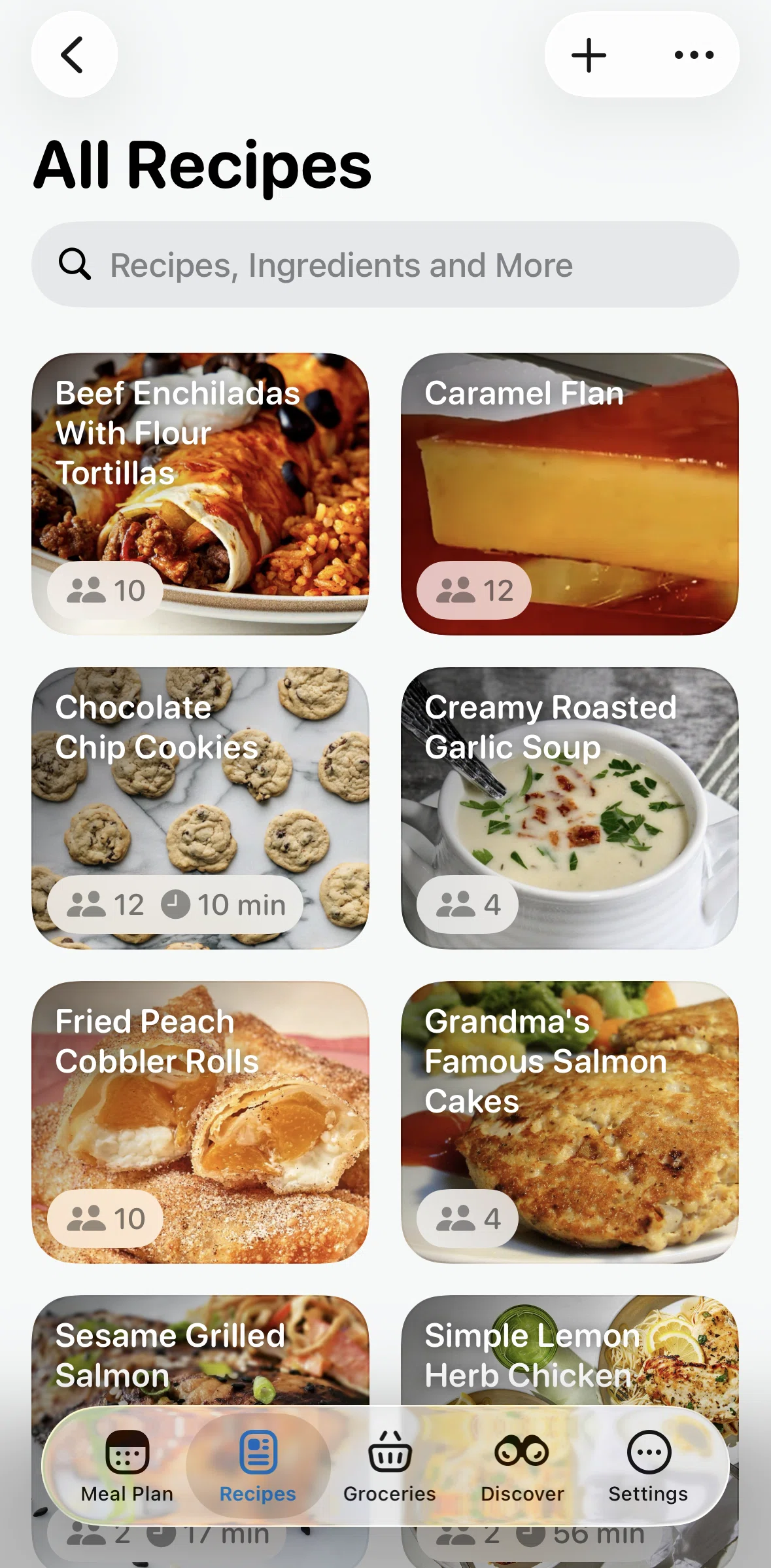 Crouton Screen screen in the Sorting recipes flow