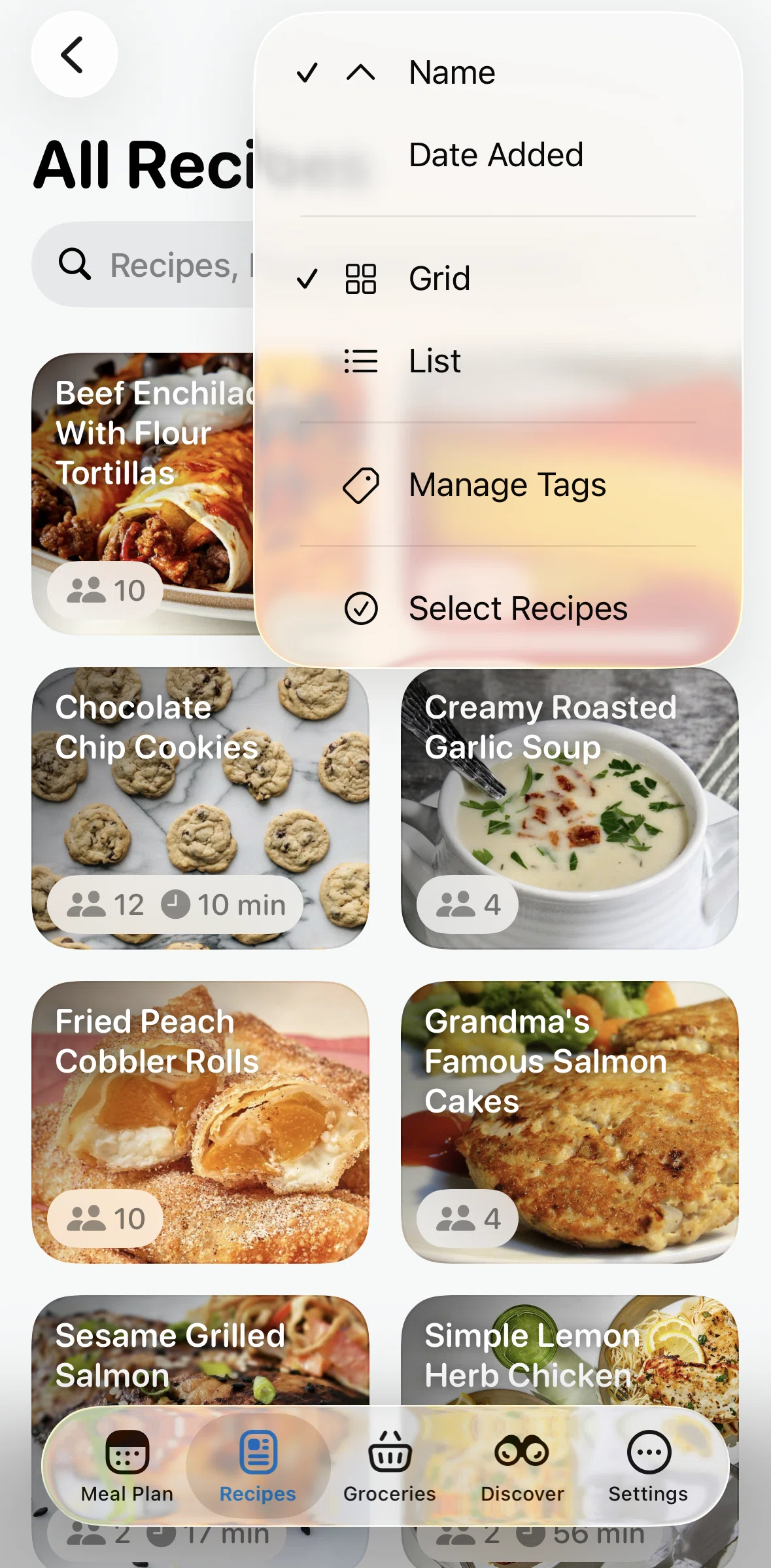 Crouton Screen screen in the Switching to list view flow