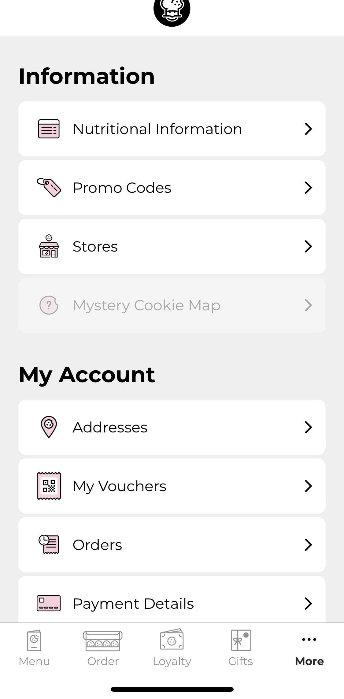 Crumbl Cookies Screen screen in the Nutrition and allergy information flow
