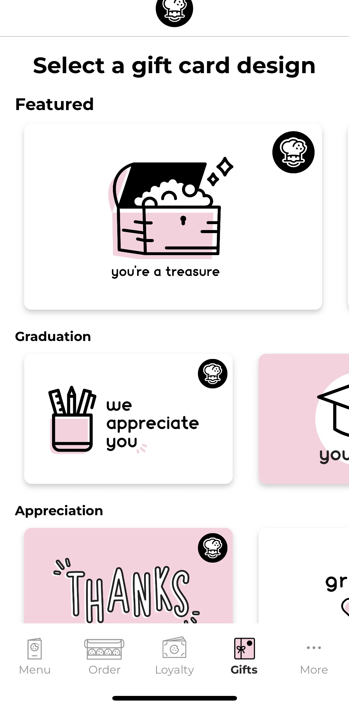 Crumbl Cookies Screen screen in the Sending a gift card flow