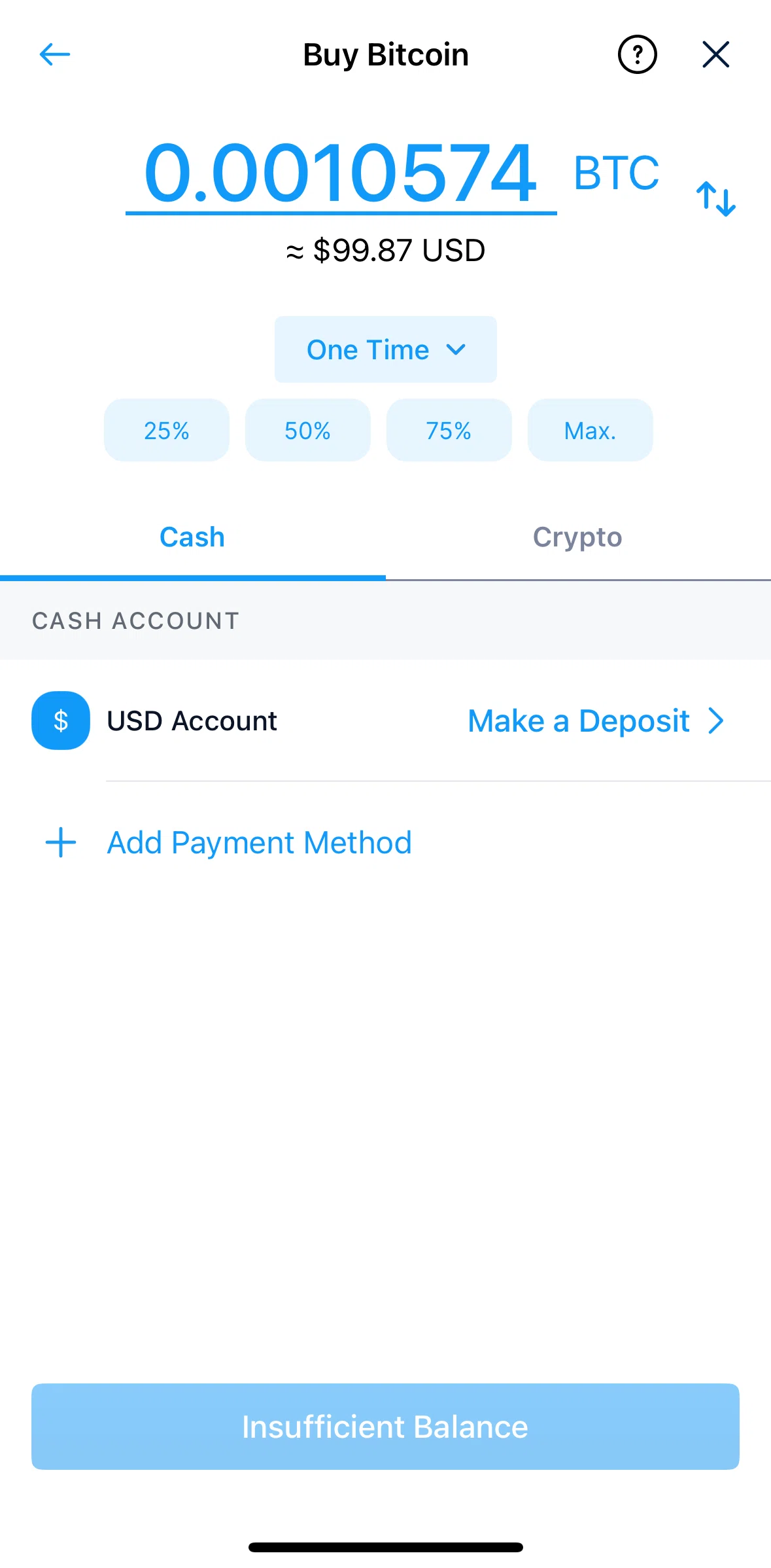 Crypto Com Screen screen in the Adding a payment method flow