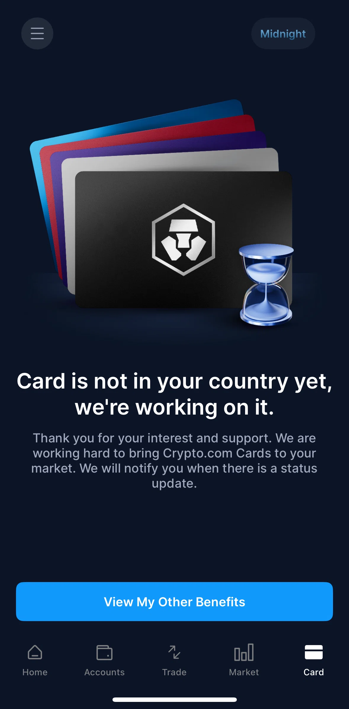 Crypto Com Screen screen in the Card benefits flow