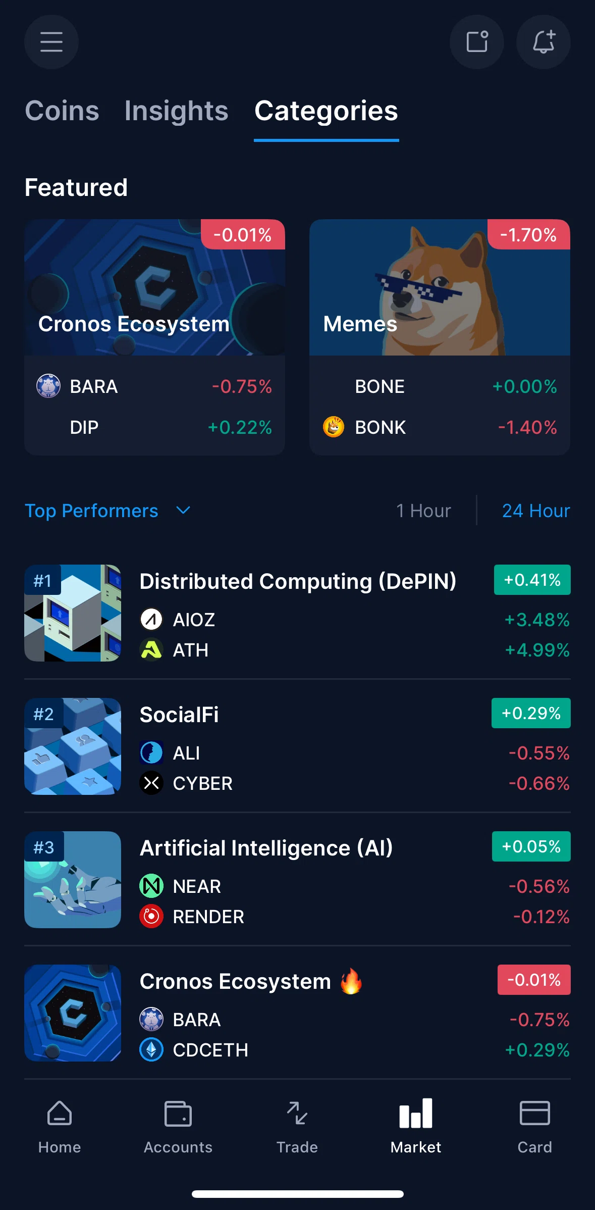 Crypto Com Screen screen in the Categories flow