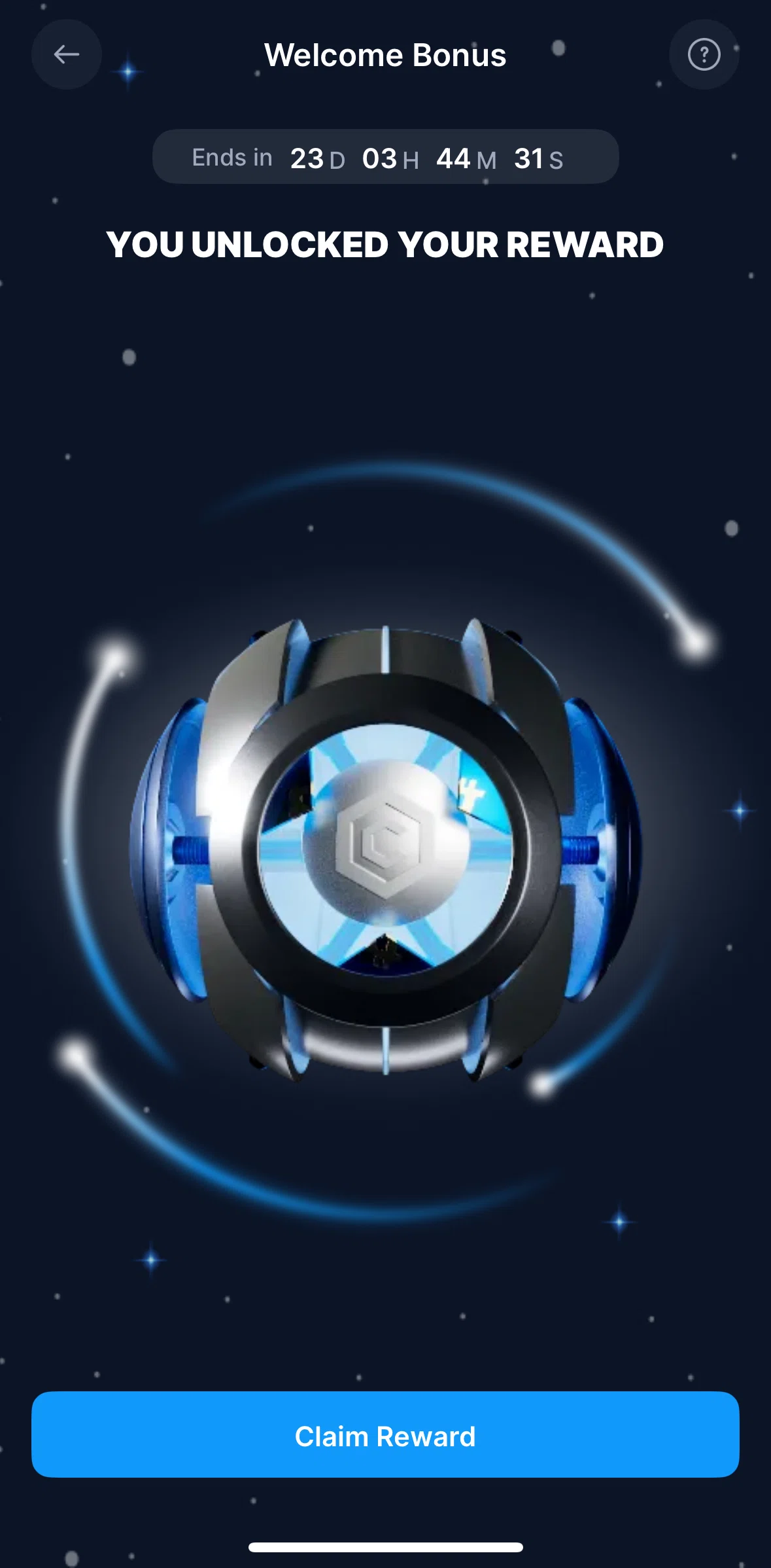 Crypto Com Screen screen in the Claiming Welcome Bonus reward flow