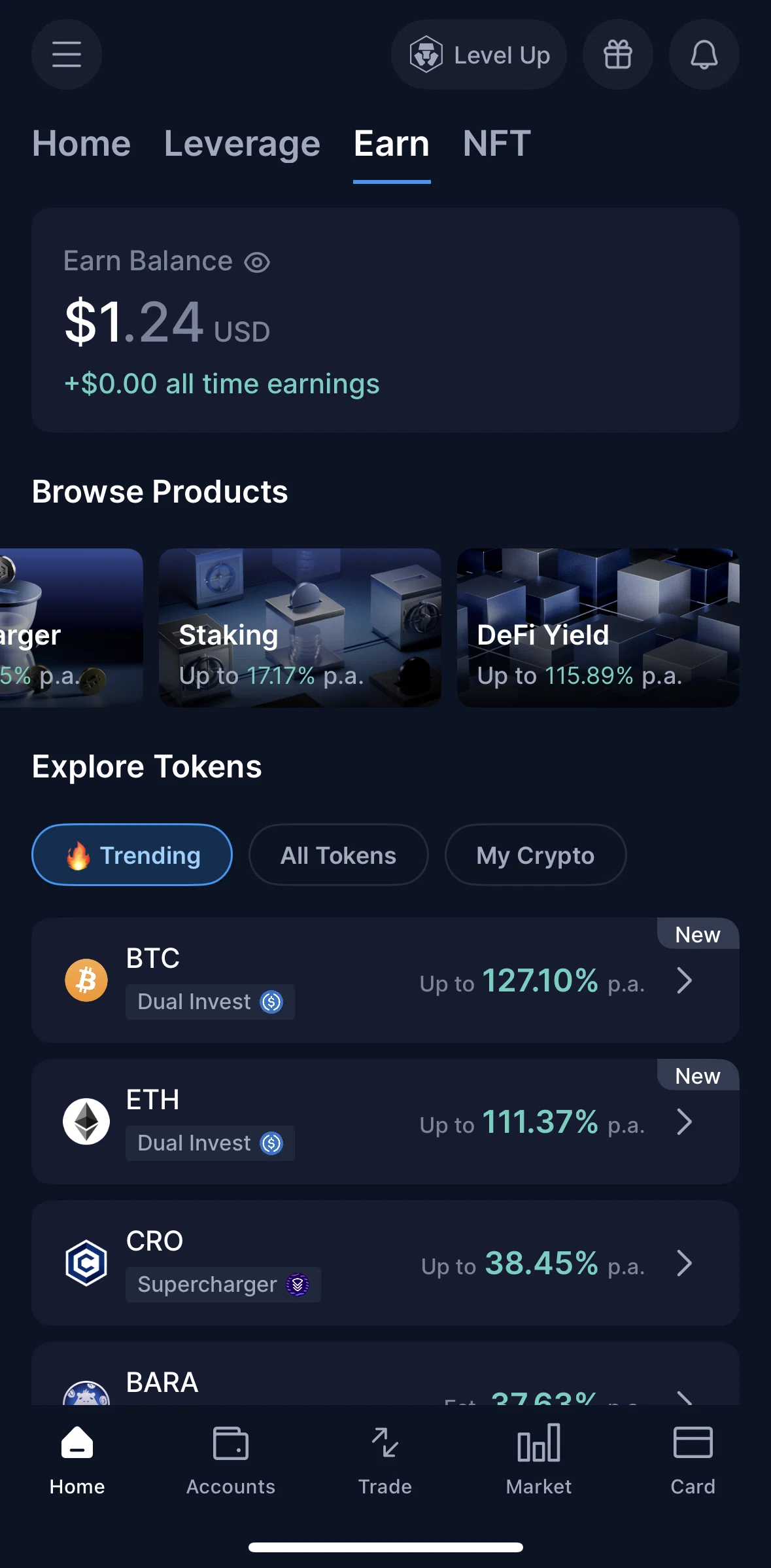 Crypto Com Screen screen in the DeFi Yield flow