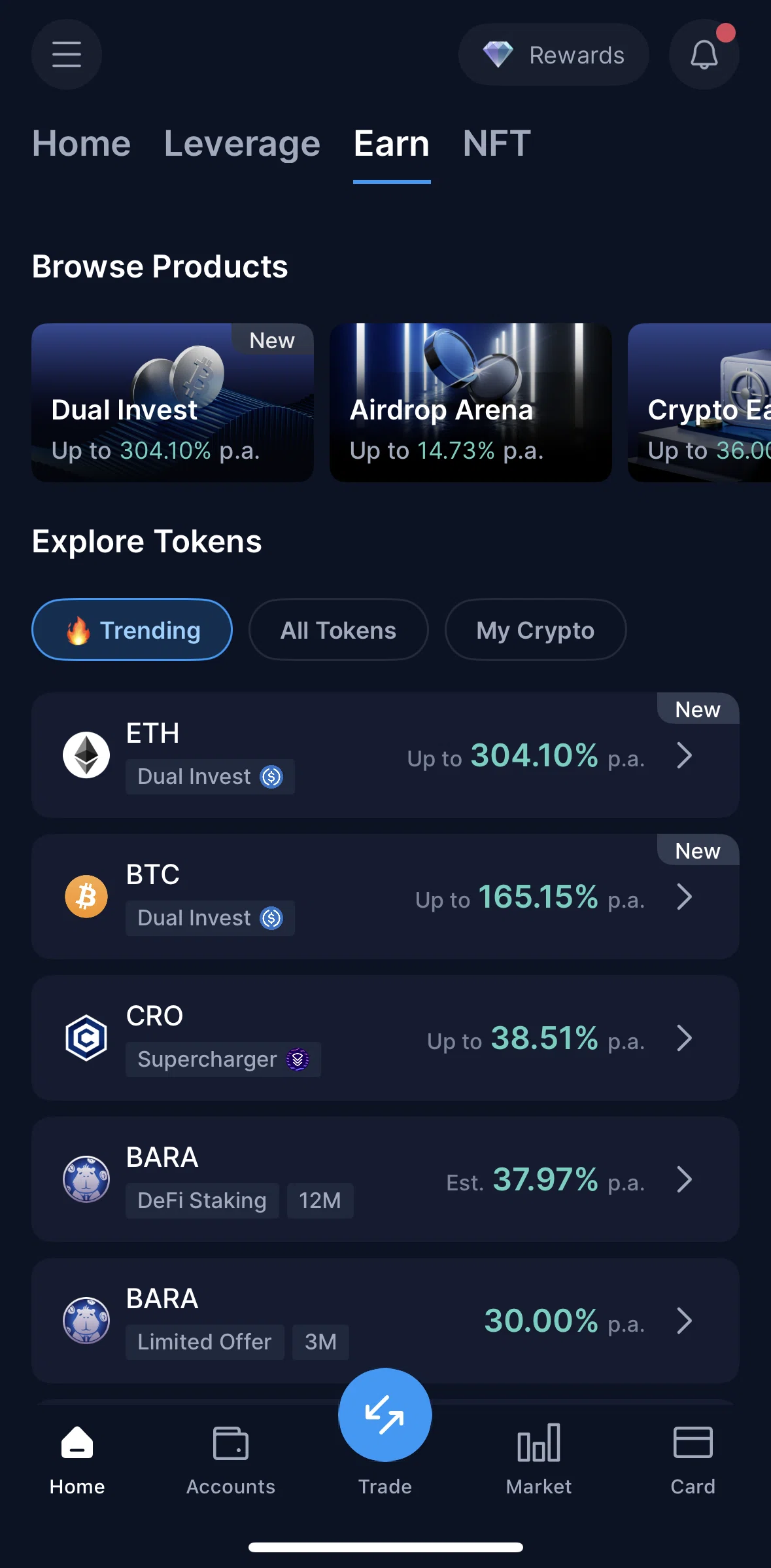 Crypto Com Screen screen in the Earn flow