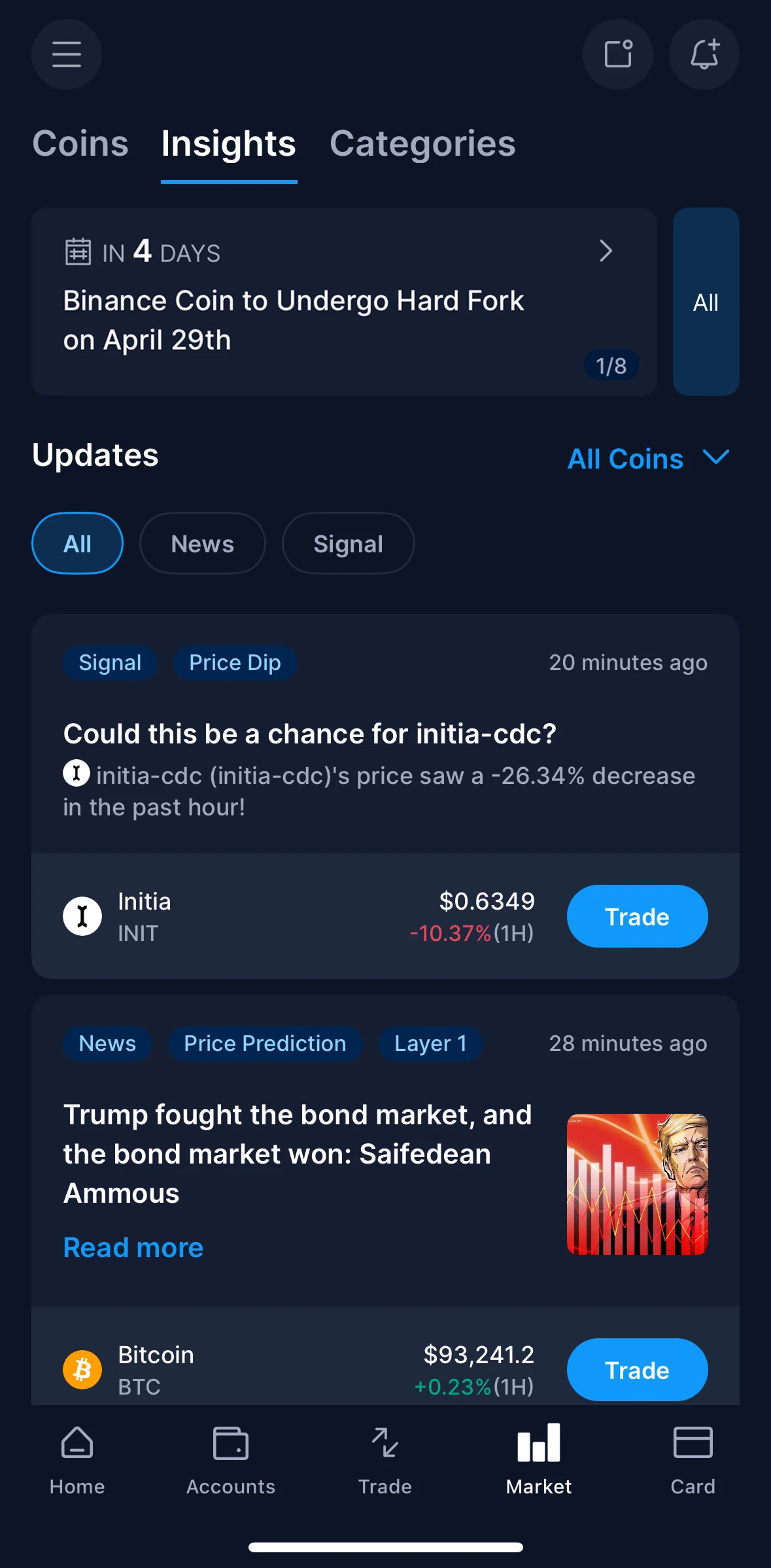 Crypto Com Screen screen in the Editing favorite coins list flow