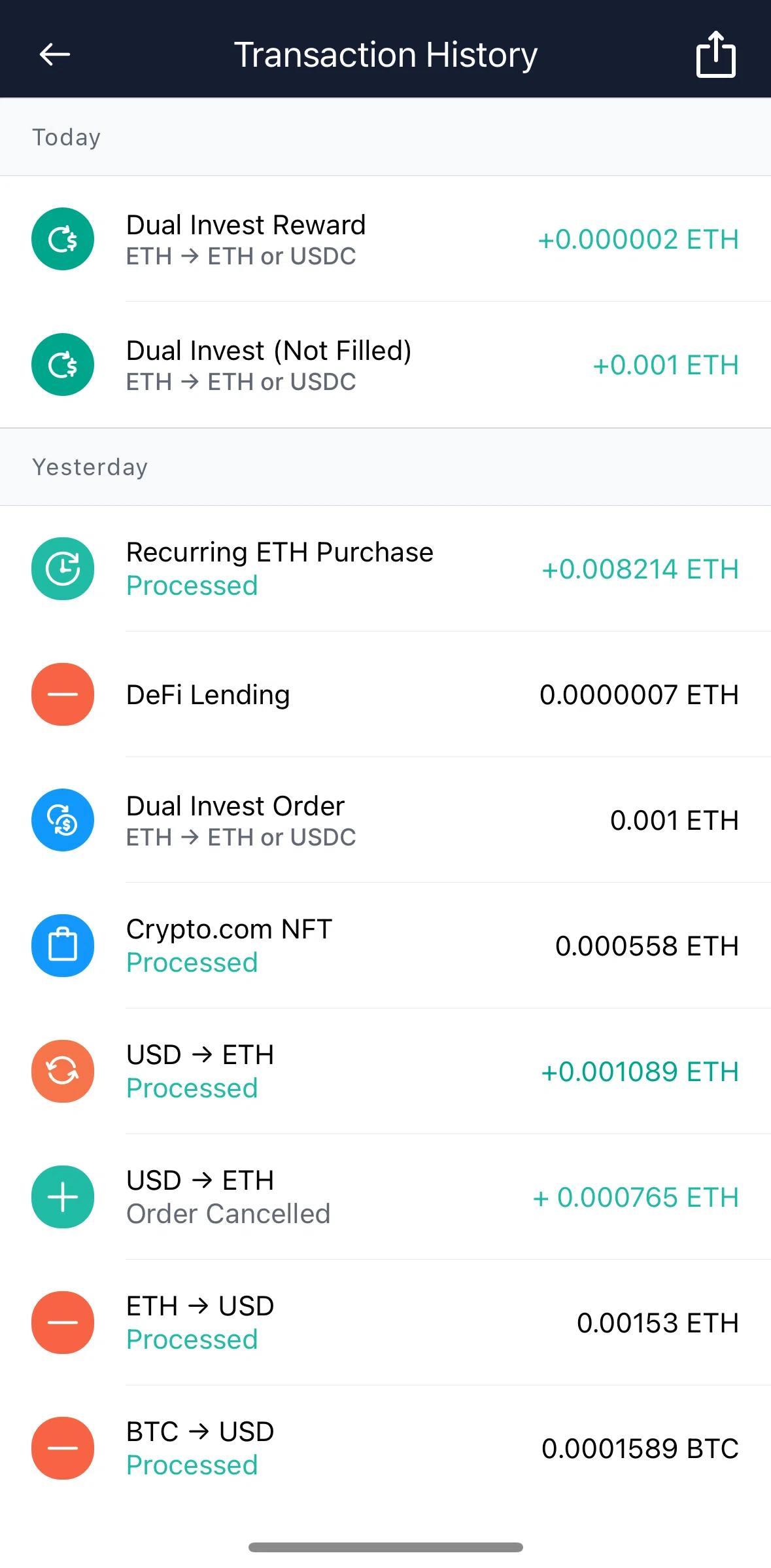 Crypto Com Screen screen in the Exporting transaction history flow