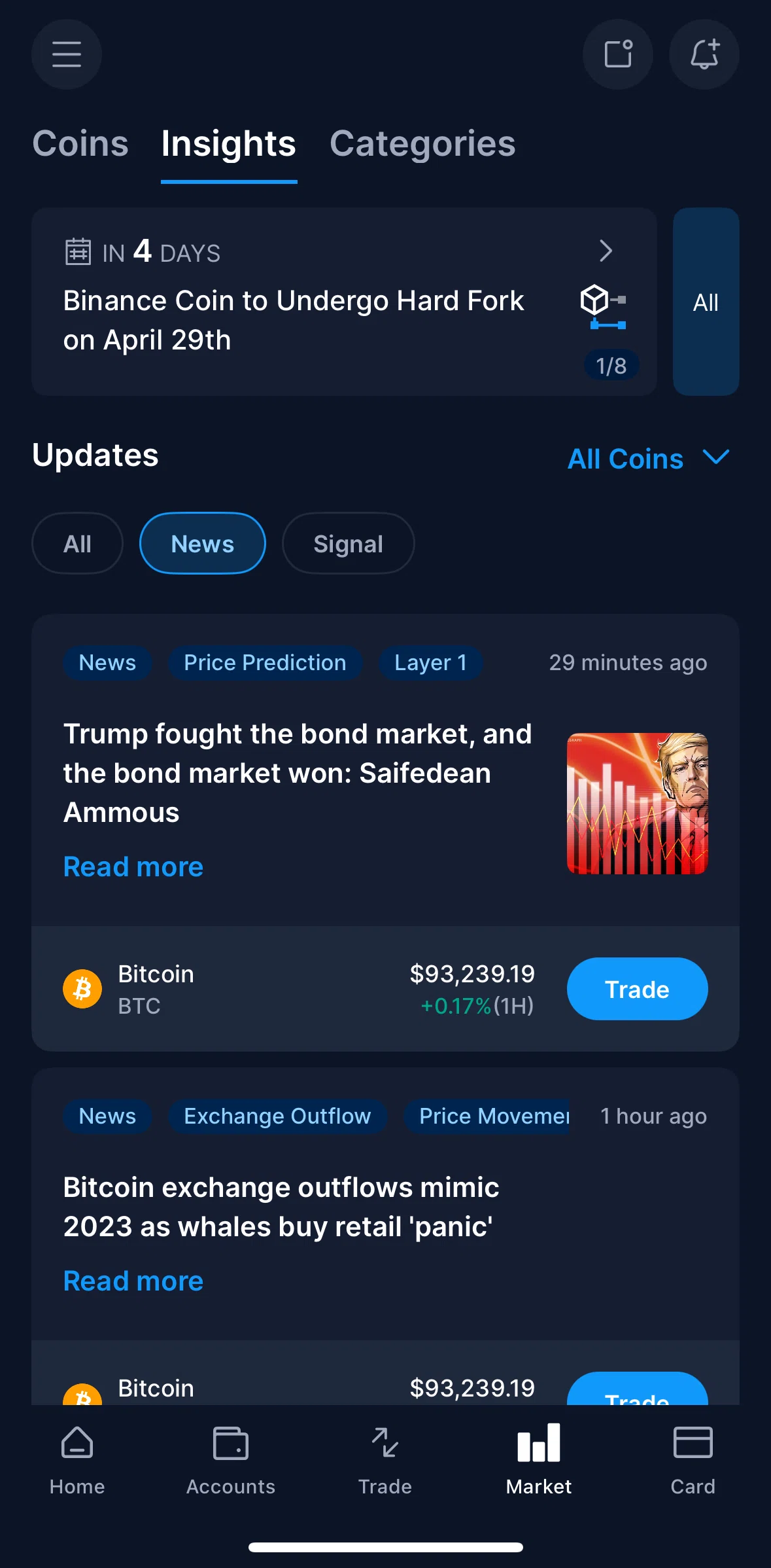 Crypto Com Screen screen in the News summary flow