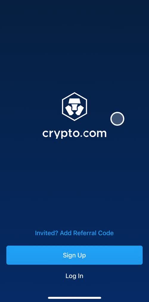 Crypto Com Start screen screen in the Onboarding flow