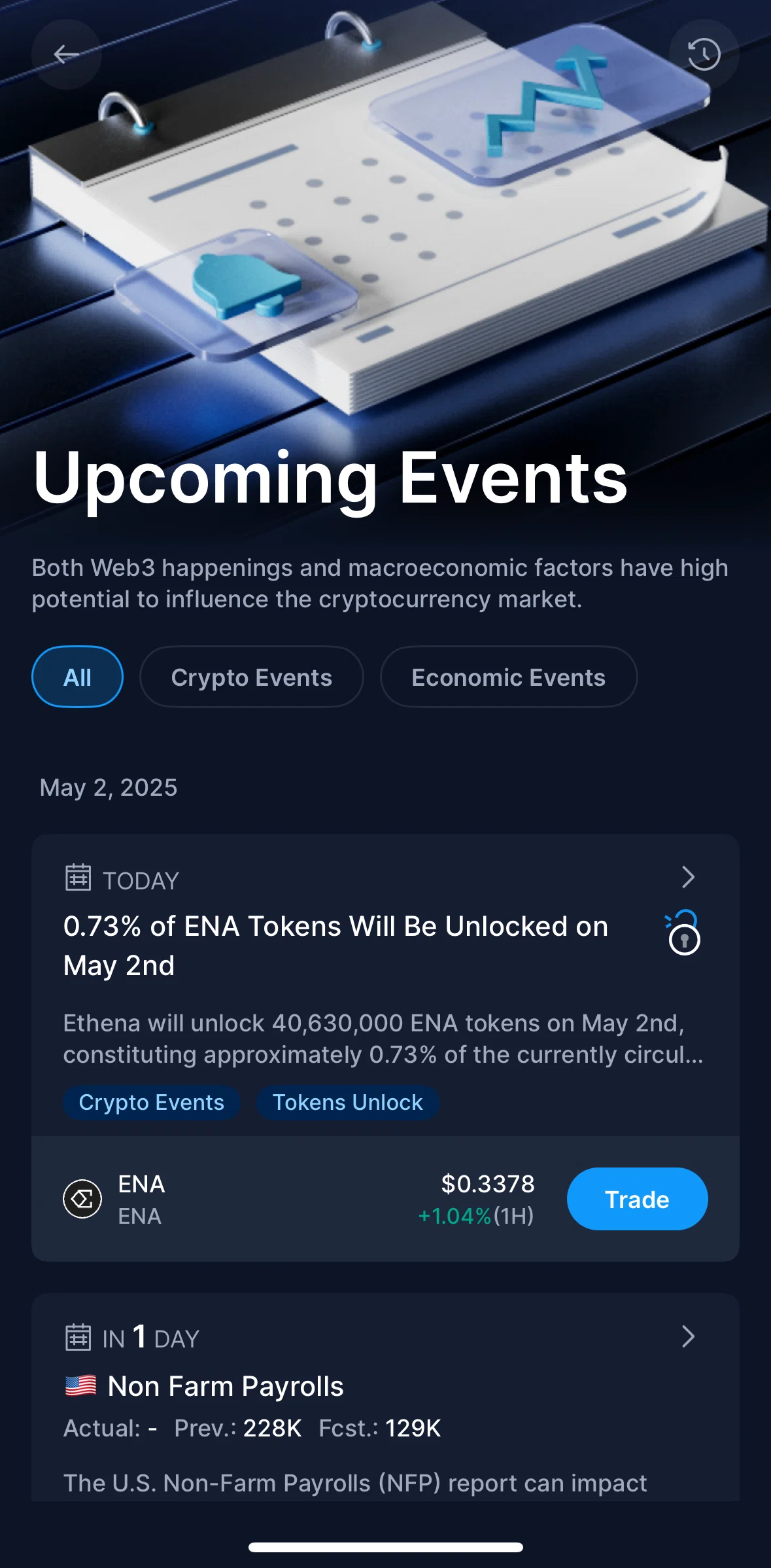 Crypto Com Screen screen in the Past events (insights) flow