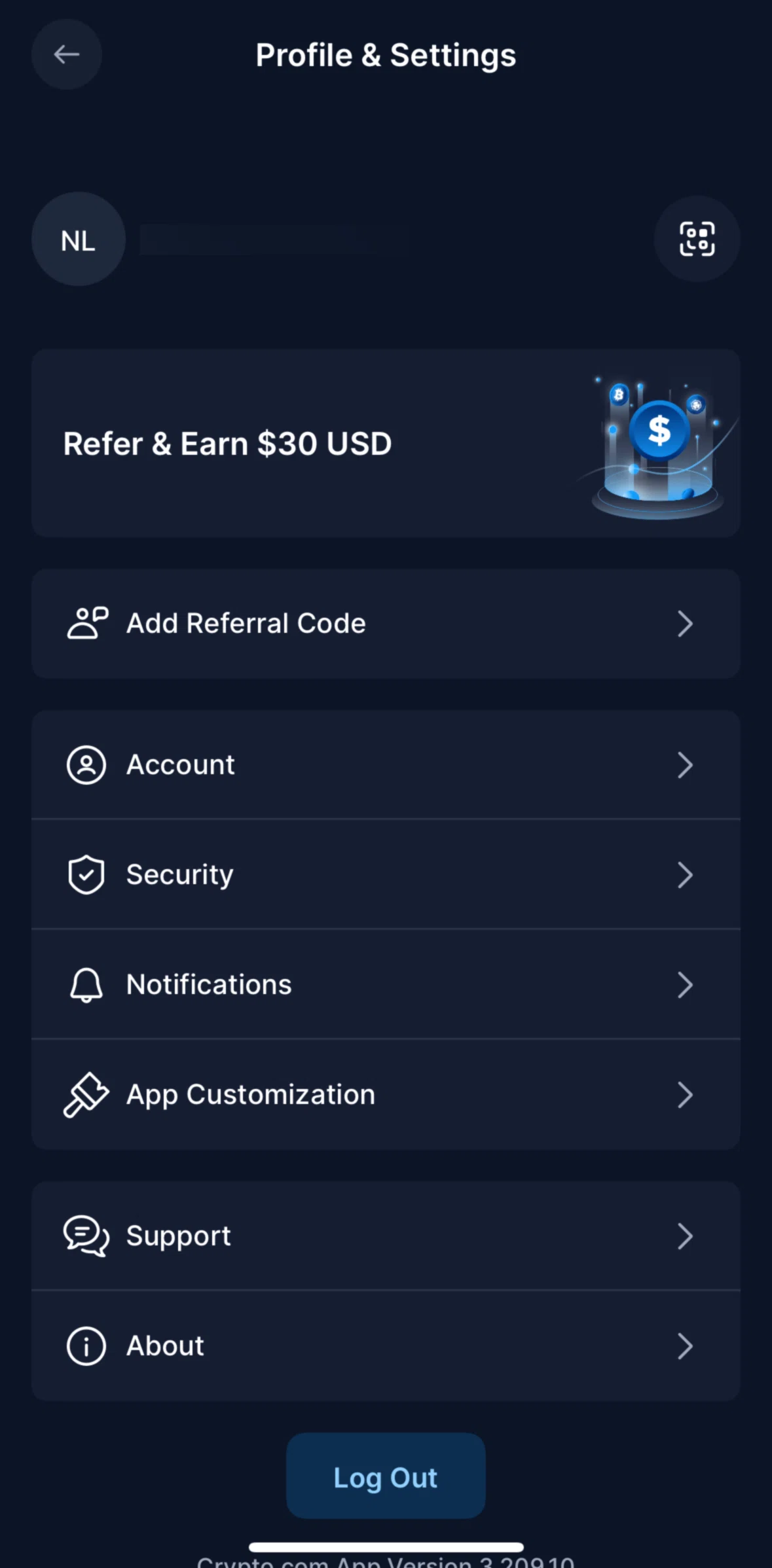 Crypto Com Screen screen in the Security flow