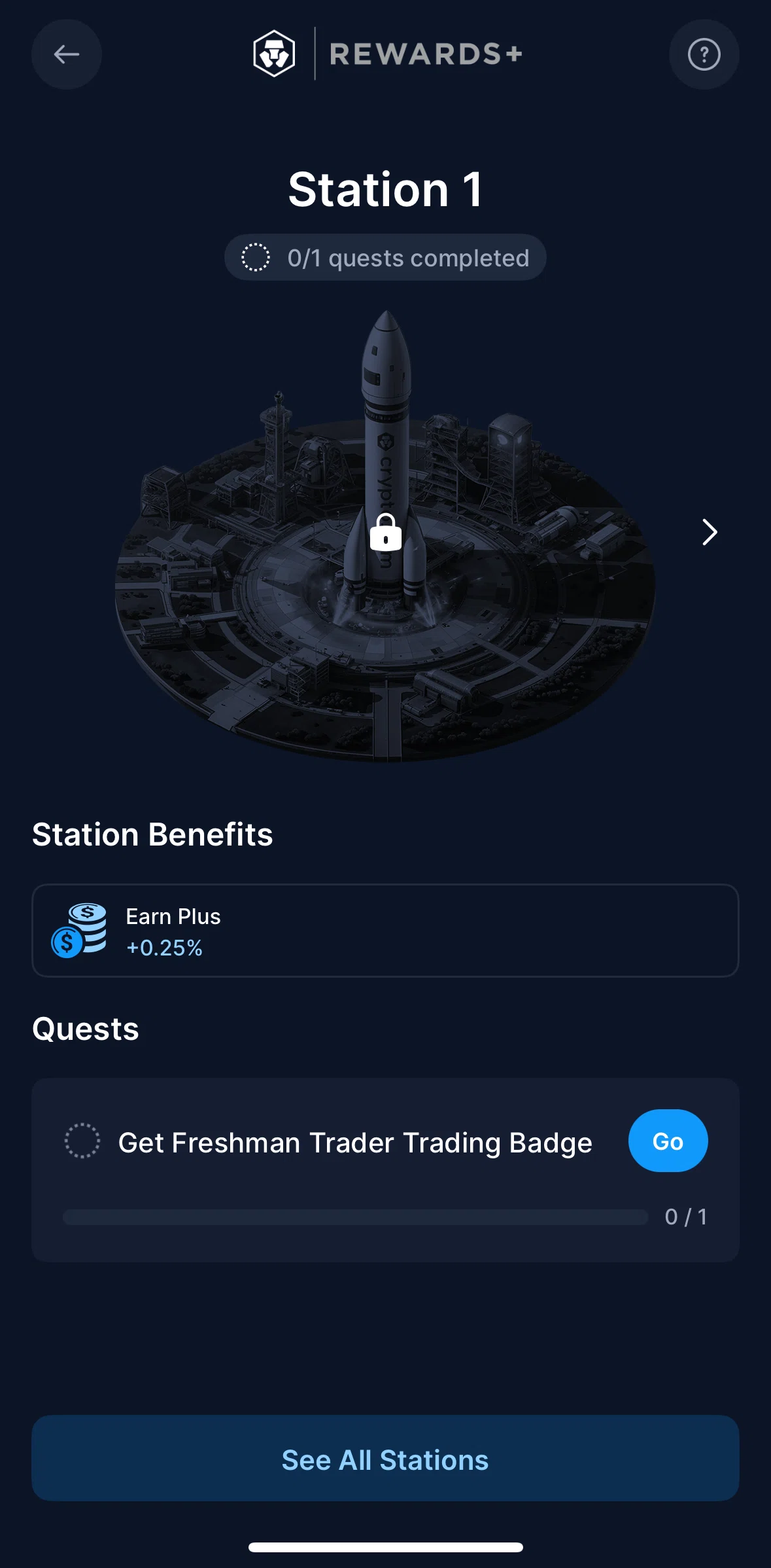Crypto Com Screen screen in the See all stations flow