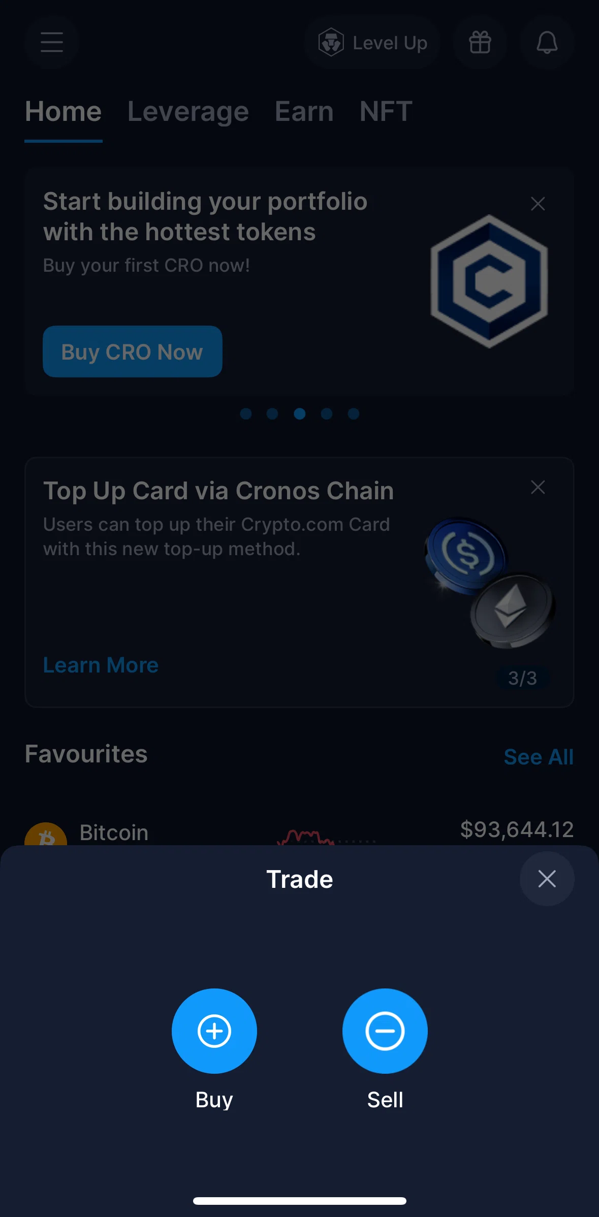 Crypto Com Screen screen in the Selling a coin flow