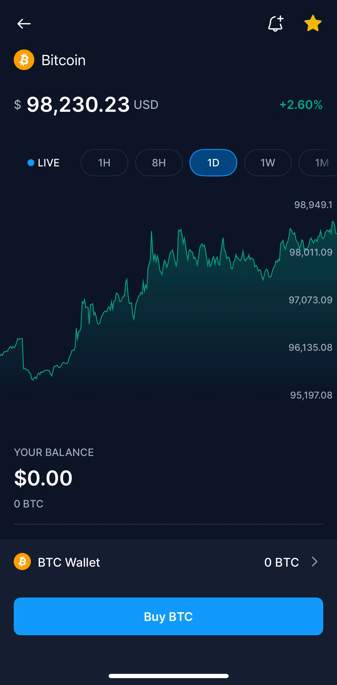 Crypto Com Screen screen in the Setting a price alert (target price) flow