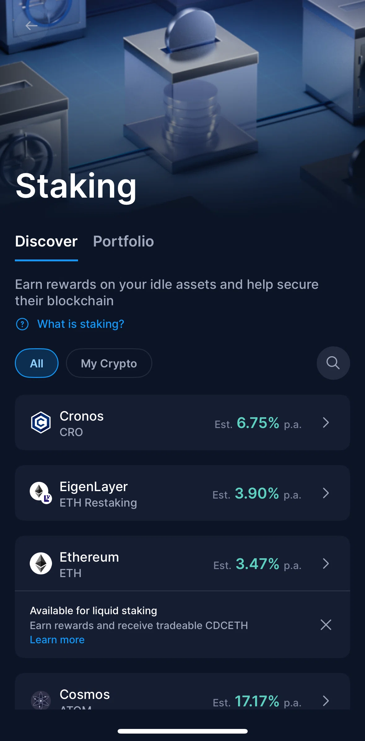 Crypto Com Screen screen in the Staking a coin flow