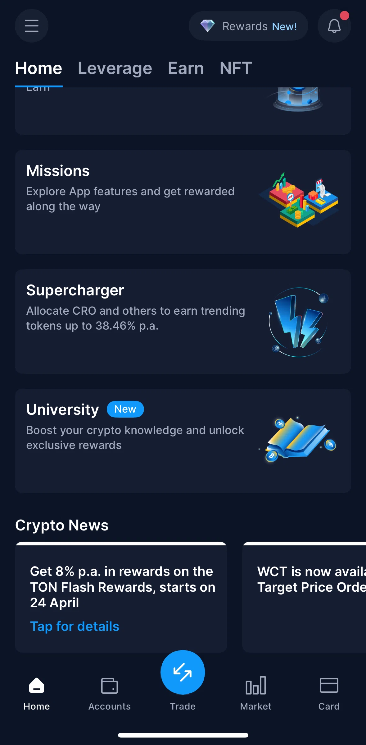 Crypto Com Screen screen in the University flow
