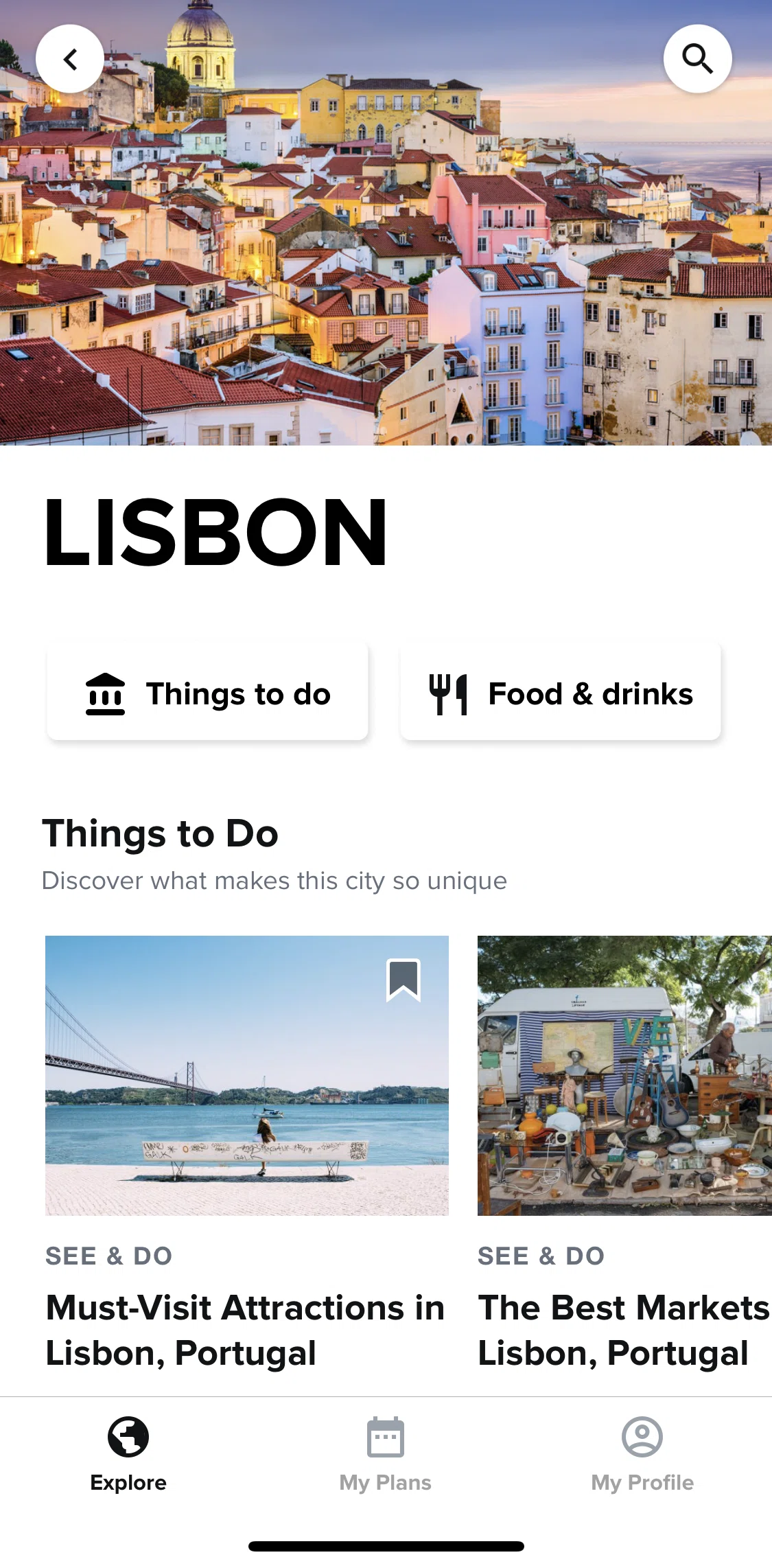Culture Trip Screen screen in the Article detail flow