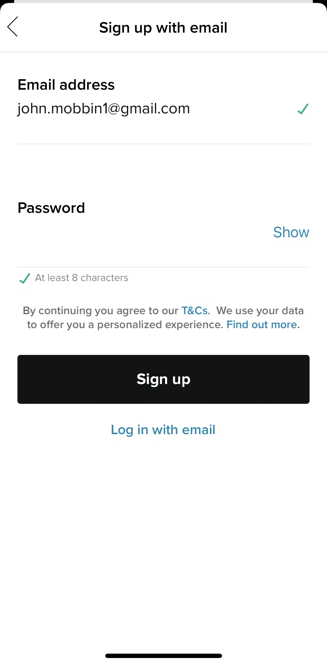 Culture Trip Screen screen in the Terms & privacy policy flow