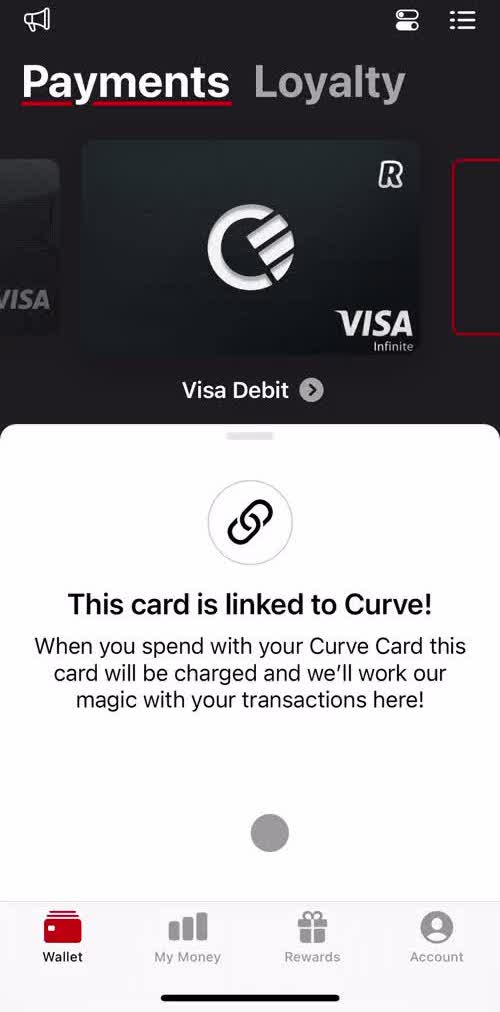 Curve Wallet screen in the Connecting An Integration flow