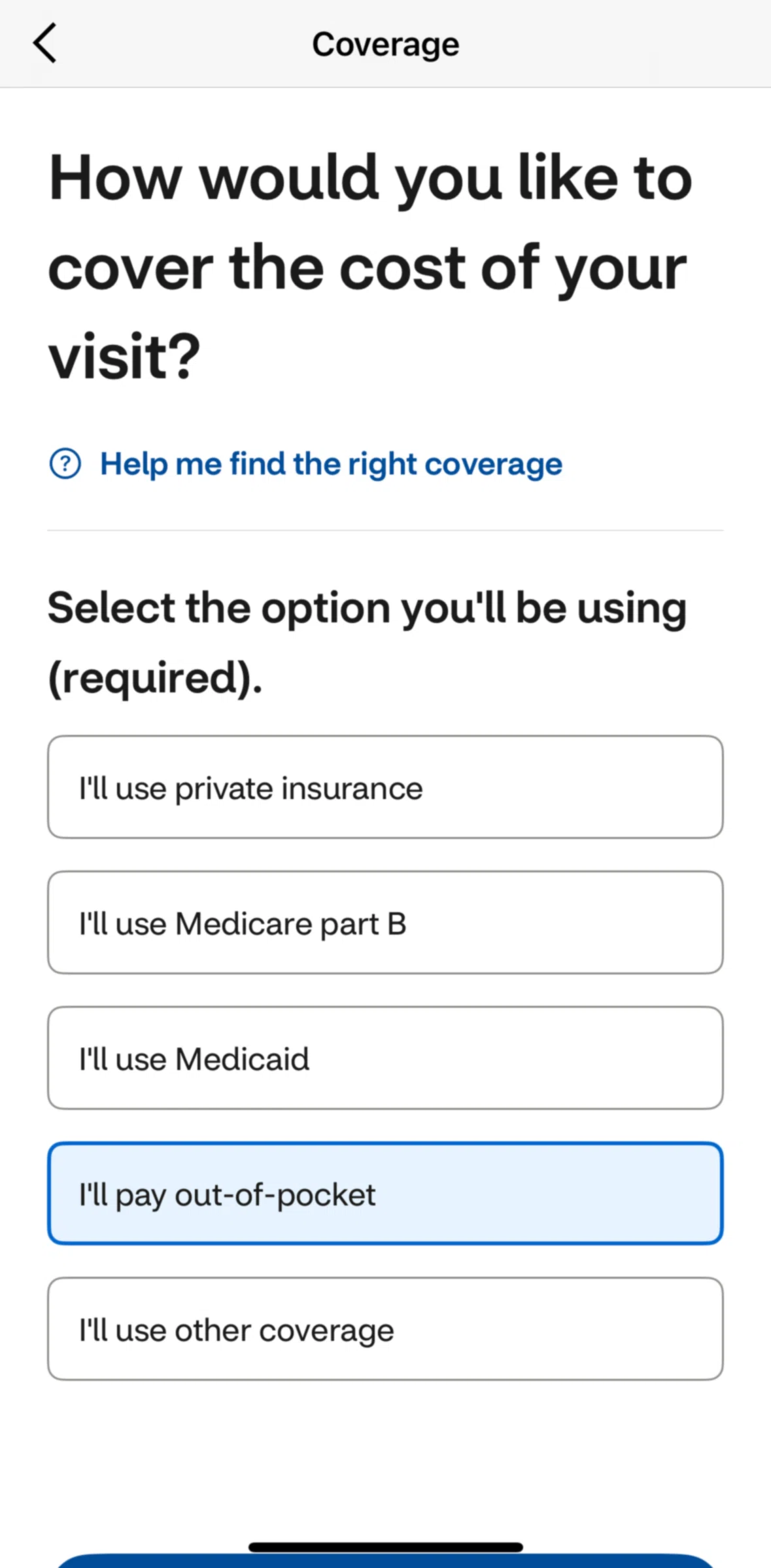 CVS Health Screen screen in the Add private insurance flow